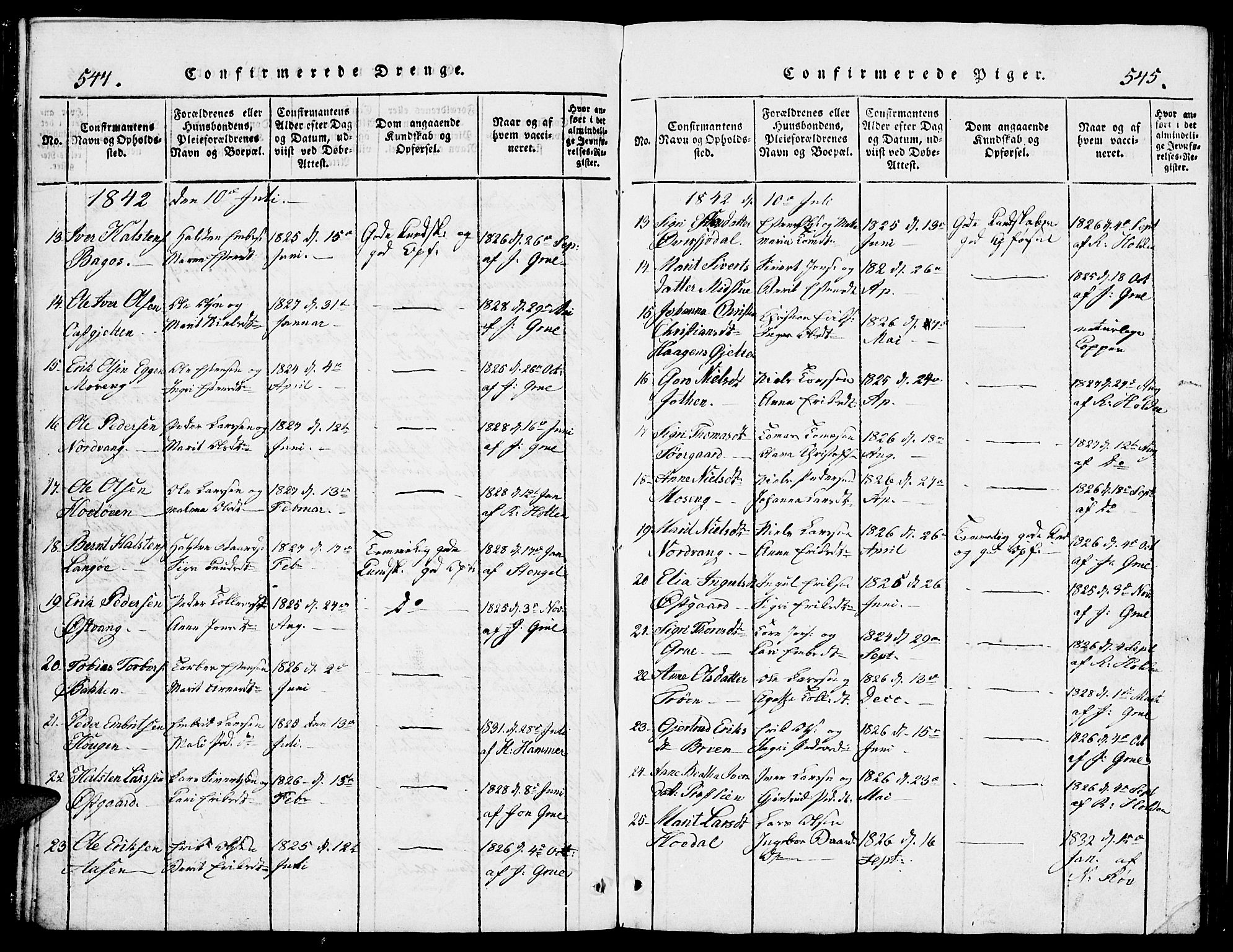 Tolga prestekontor, AV/SAH-PREST-062/L/L0002: Parish register (copy) no. 2, 1815-1844, p. 544-545