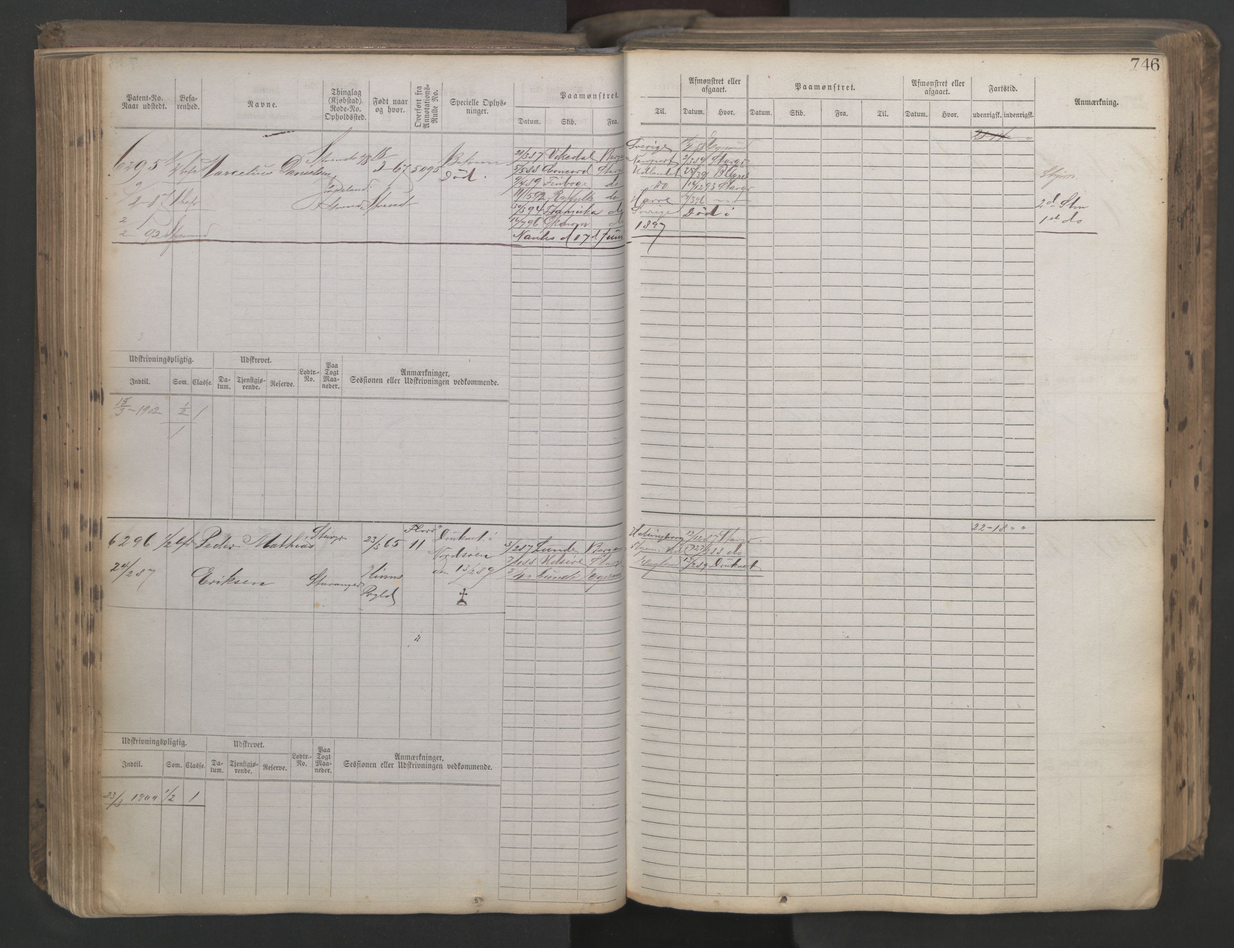 Stavanger sjømannskontor, AV/SAST-A-102006/F/Fb/Fbb/L0021: Sjøfartshovedrulle patnentnr. 6005-7204 (dublett), 1887, p. 150