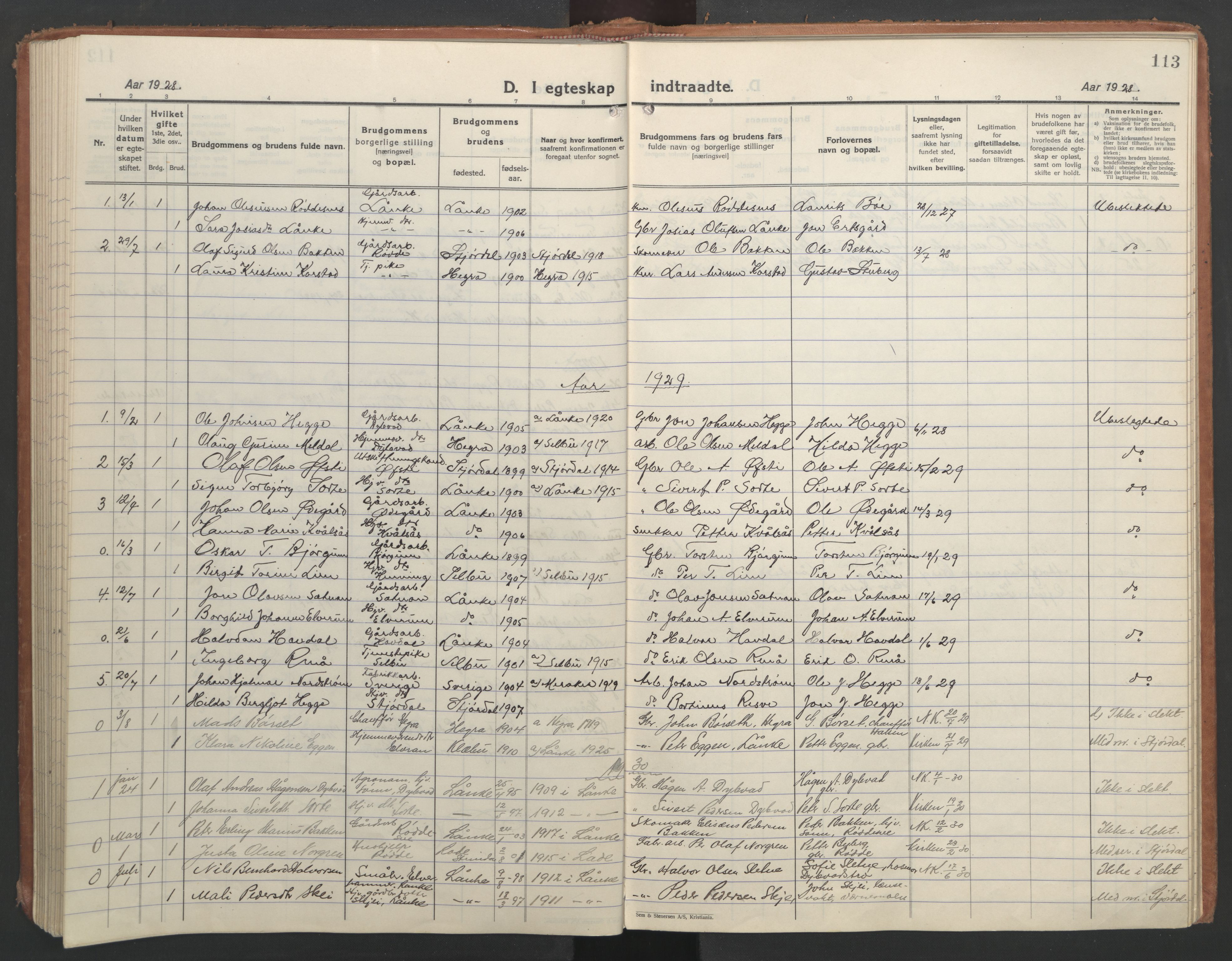 Ministerialprotokoller, klokkerbøker og fødselsregistre - Nord-Trøndelag, SAT/A-1458/710/L0097: Parish register (copy) no. 710C02, 1925-1955, p. 113