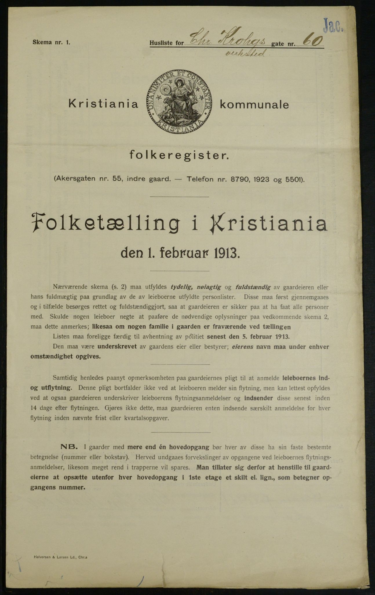 OBA, Municipal Census 1913 for Kristiania, 1913, p. 12359