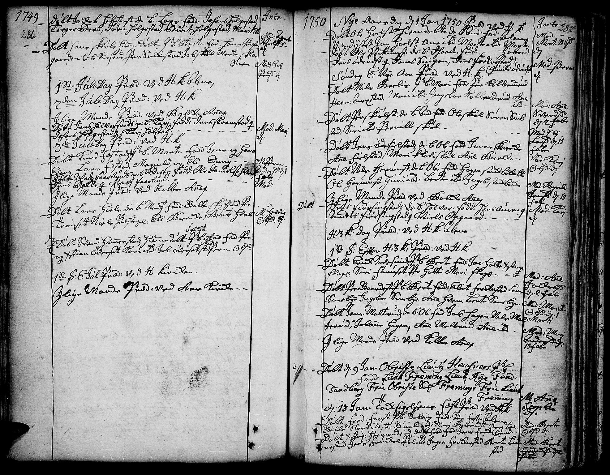 Toten prestekontor, SAH/PREST-102/H/Ha/Haa/L0003: Parish register (official) no. 3, 1734-1751, p. 286-287