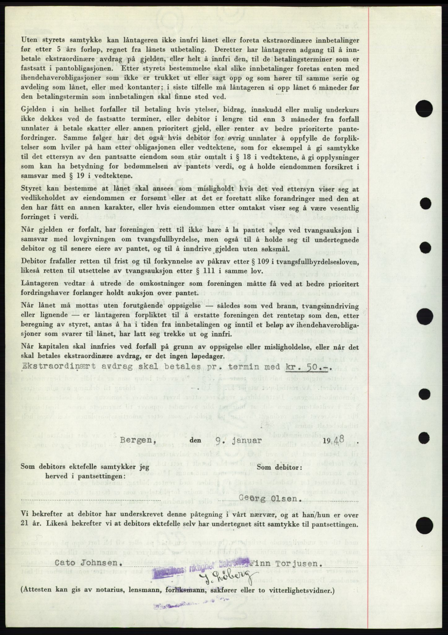 Byfogd og Byskriver i Bergen, AV/SAB-A-3401/03/03Bd/L0003: Mortgage book no. B29-39, 1947-1950, Diary no: : 287/1948