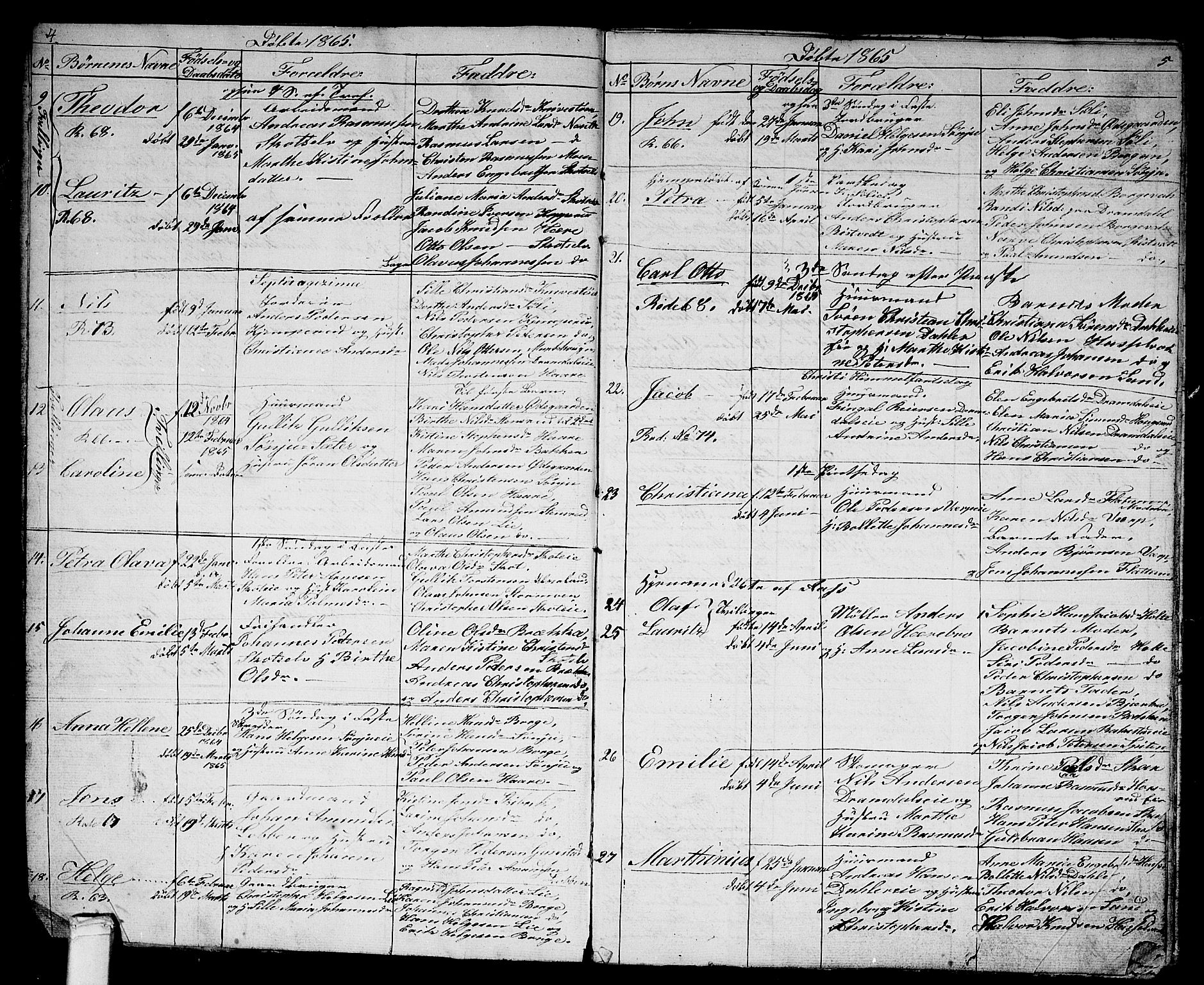 Eiker kirkebøker, AV/SAKO-A-4/G/Gb/L0002: Parish register (copy) no. II 2, 1865-1879, p. 4-5