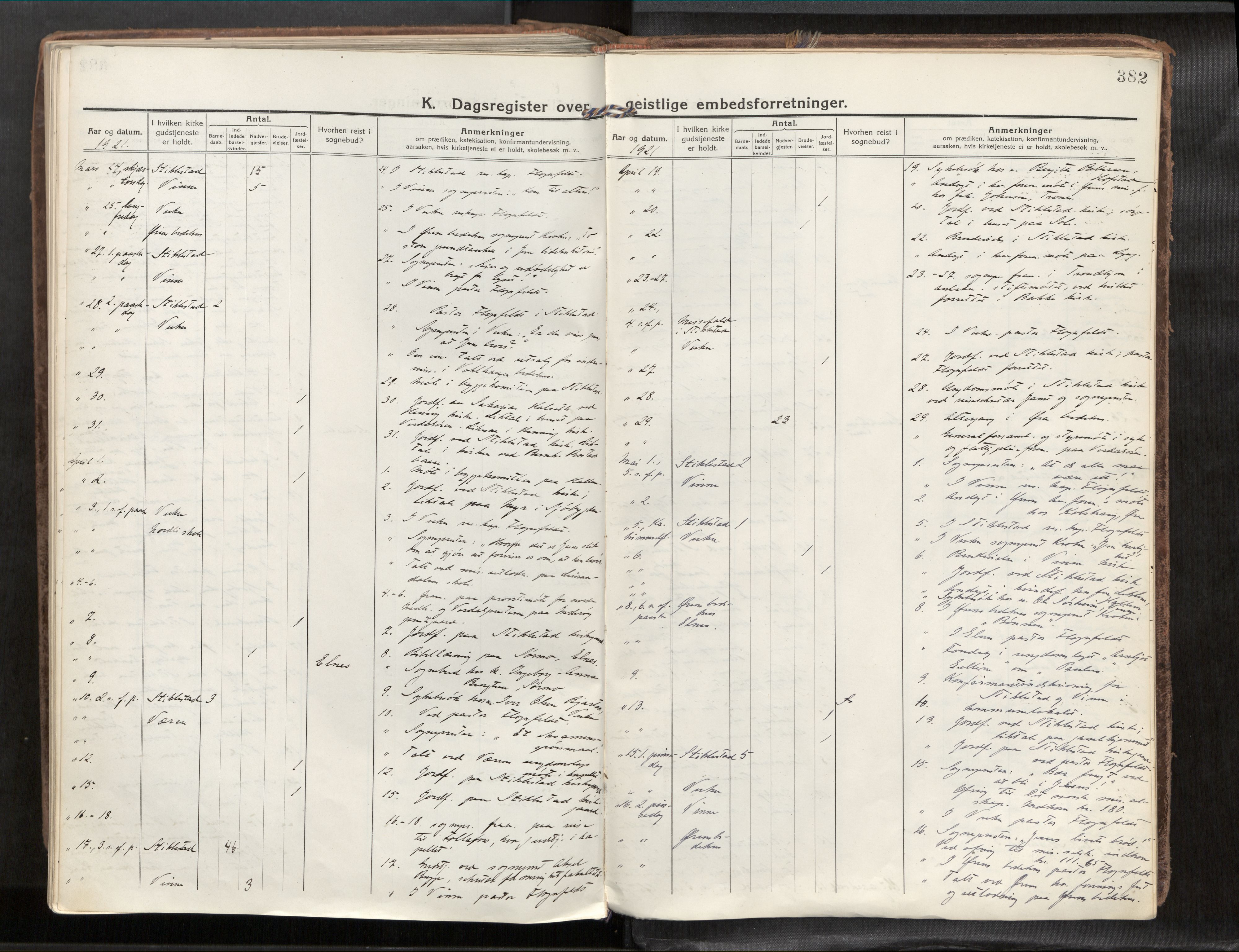 Verdal sokneprestkontor, AV/SAT-A-1156/2/H/Haa/L0001: Parish register (official) no. 1, 1917-1932, p. 382