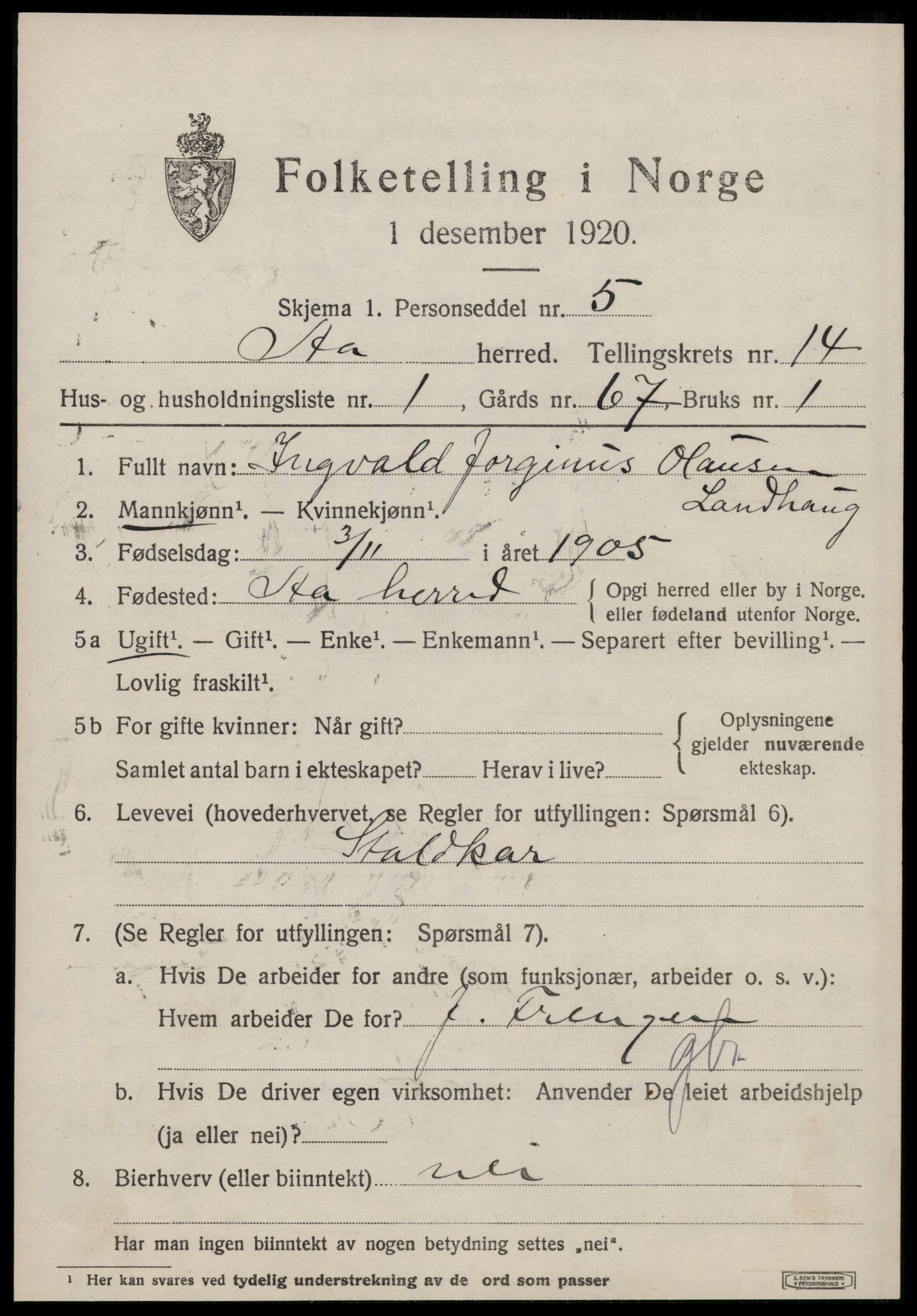 SAT, 1920 census for Å, 1920, p. 5978