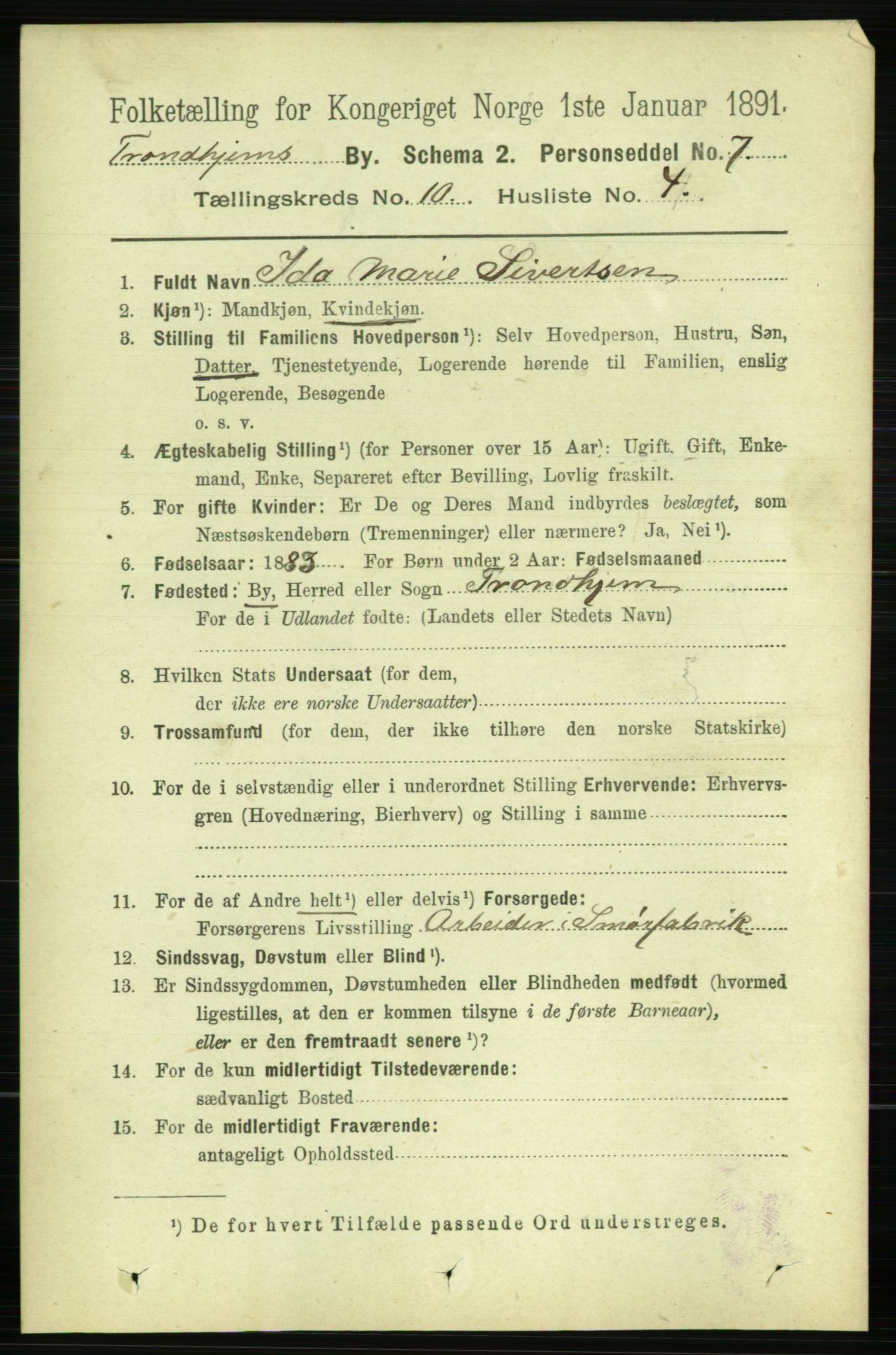 RA, 1891 census for 1601 Trondheim, 1891, p. 8415