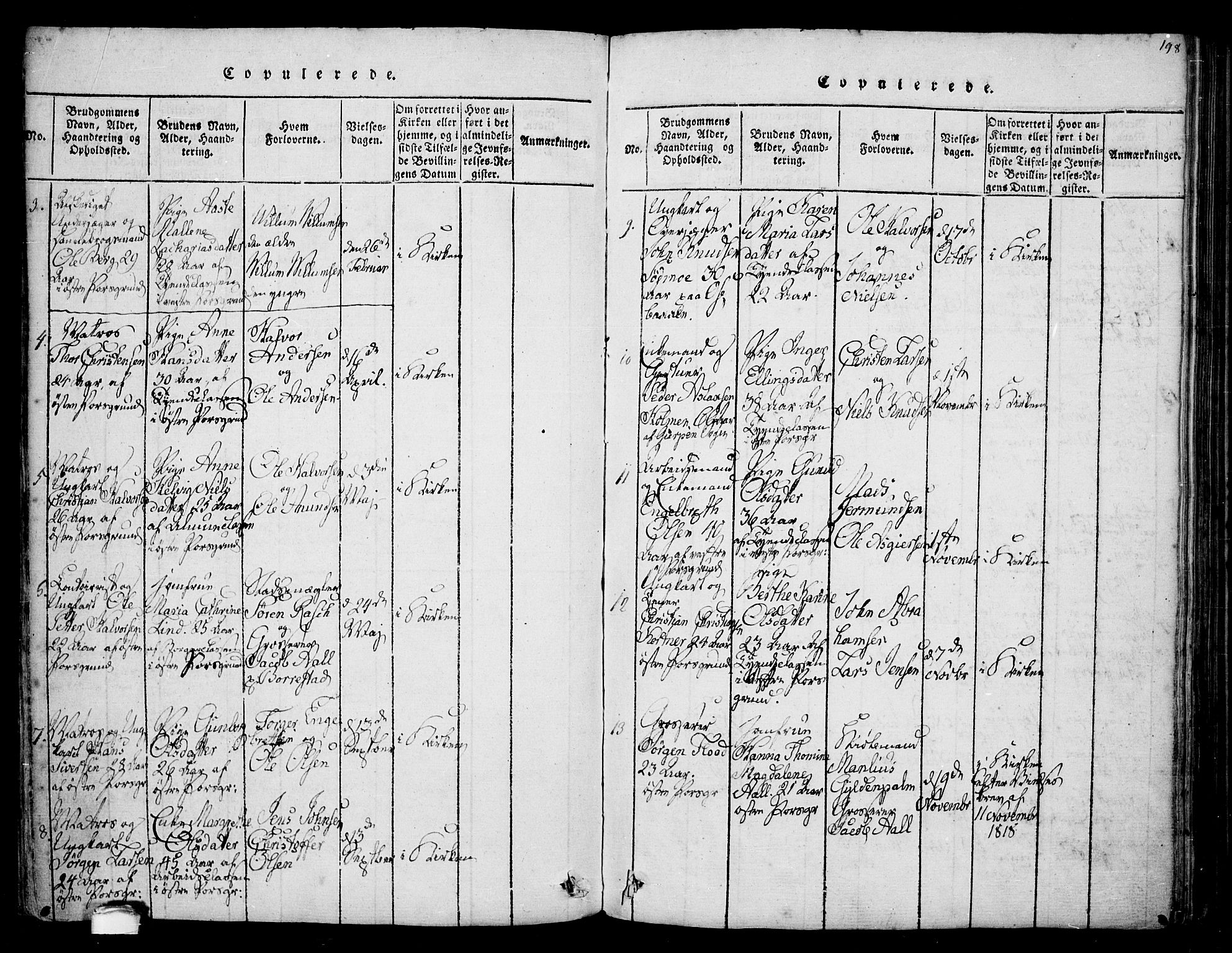 Porsgrunn kirkebøker , SAKO/A-104/F/Fa/L0004: Parish register (official) no. 4, 1814-1828, p. 198