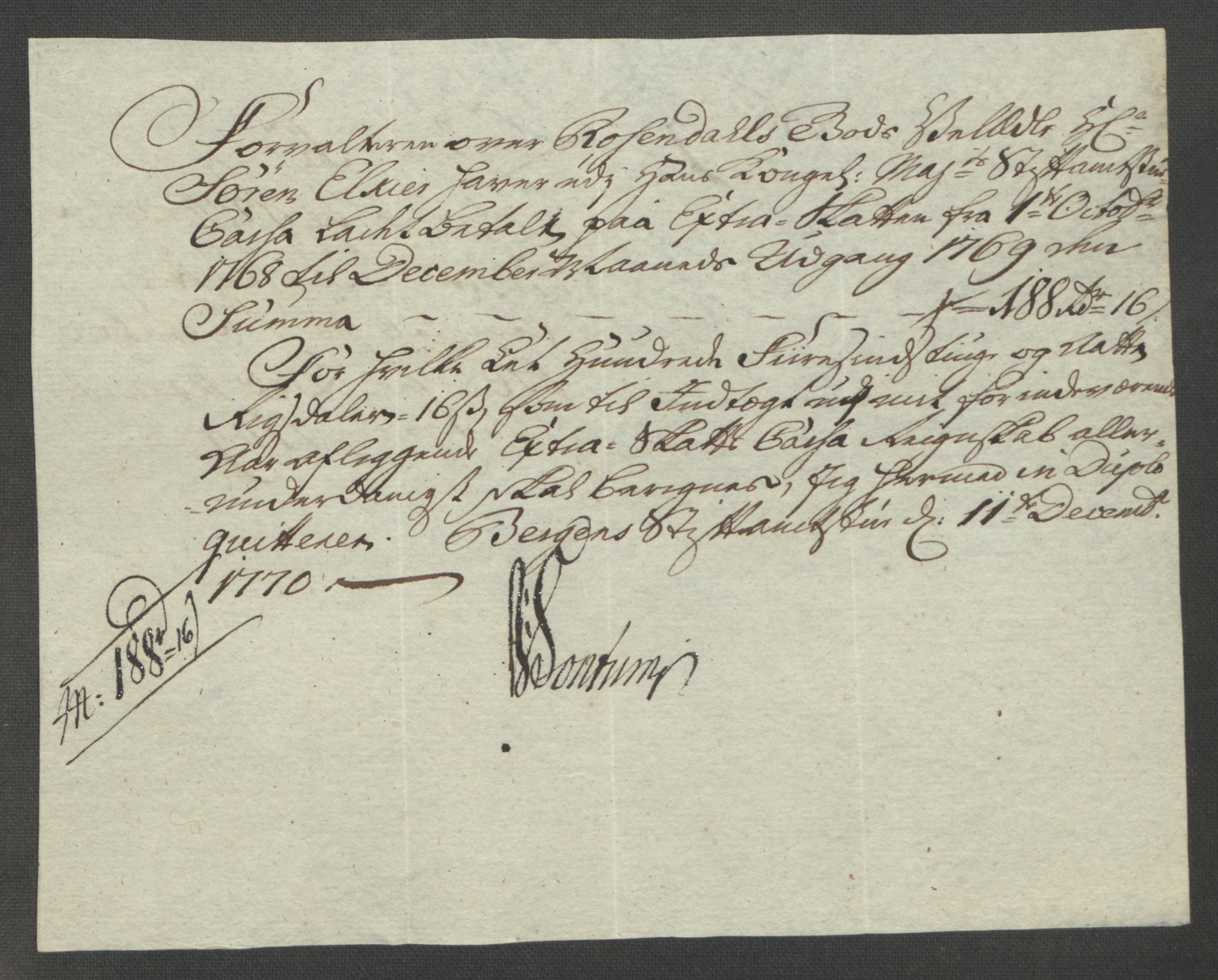 Rentekammeret inntil 1814, Reviderte regnskaper, Fogderegnskap, AV/RA-EA-4092/R49/L3157: Ekstraskatten Rosendal Baroni, 1762-1772, p. 272