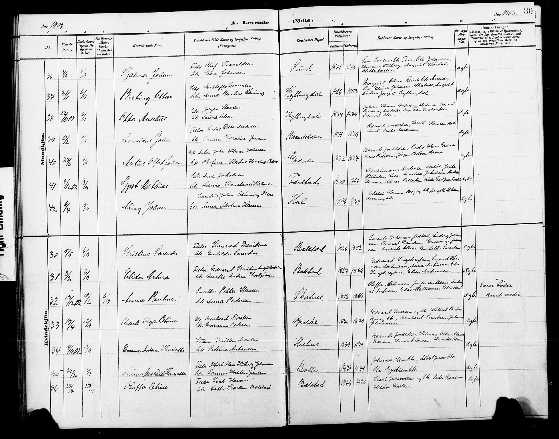 Ministerialprotokoller, klokkerbøker og fødselsregistre - Nordland, SAT/A-1459/881/L1168: Parish register (copy) no. 881C05, 1900-1911, p. 30