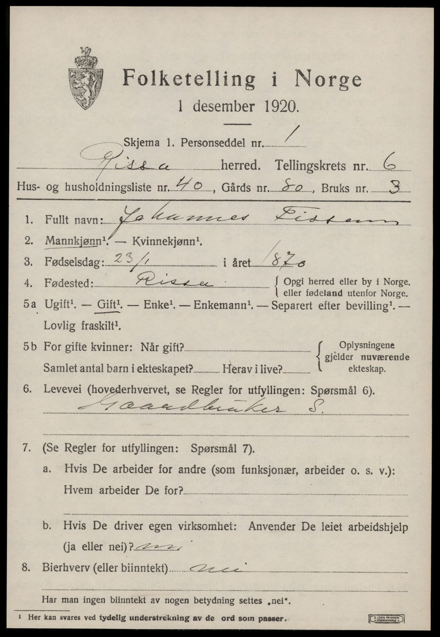 SAT, 1920 census for Rissa, 1920, p. 4795