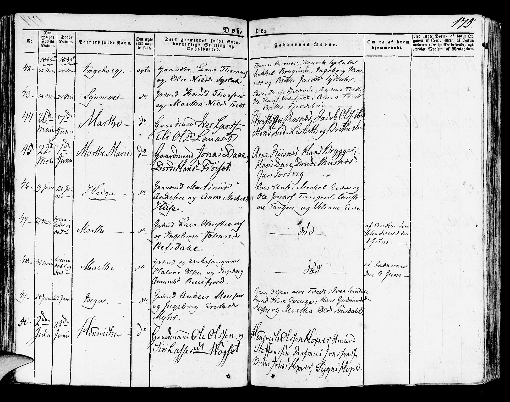 Lindås Sokneprestembete, SAB/A-76701/H/Haa: Parish register (official) no. A 8, 1823-1836, p. 175