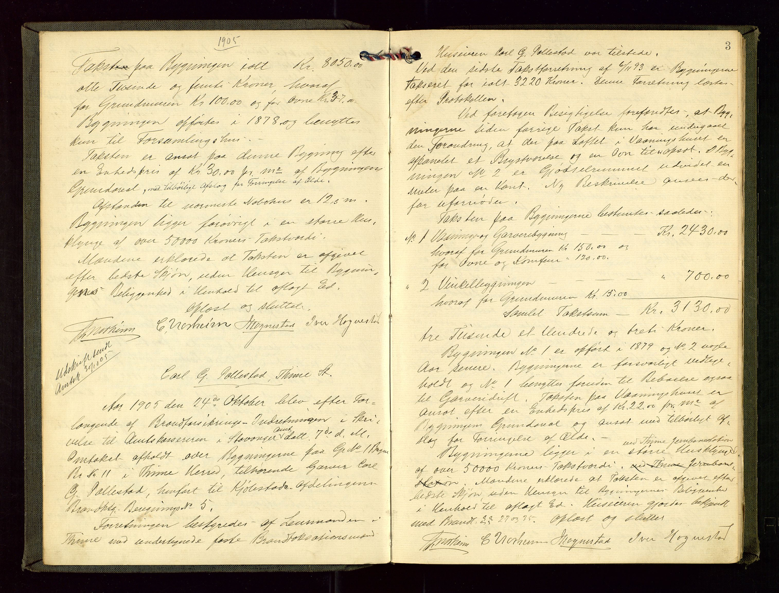 Time lensmannskontor, AV/SAST-A-100420/Goa/L0002: "Brandtakstprotokol", 1904-1920, p. 2b-3a