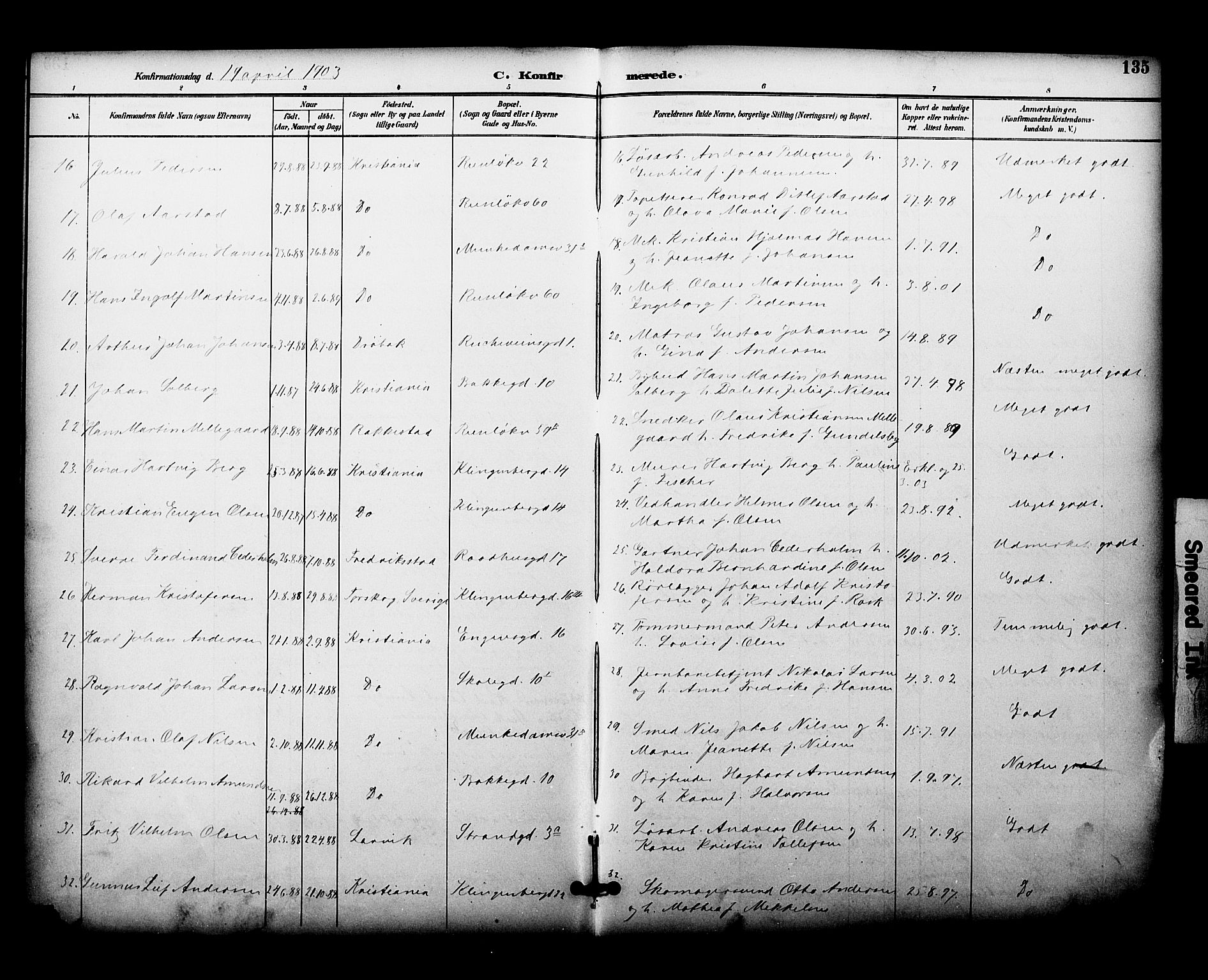 Johannes prestekontor Kirkebøker, AV/SAO-A-10852/F/Fa/L0005: Parish register (official) no. 5, 1893-1907, p. 135