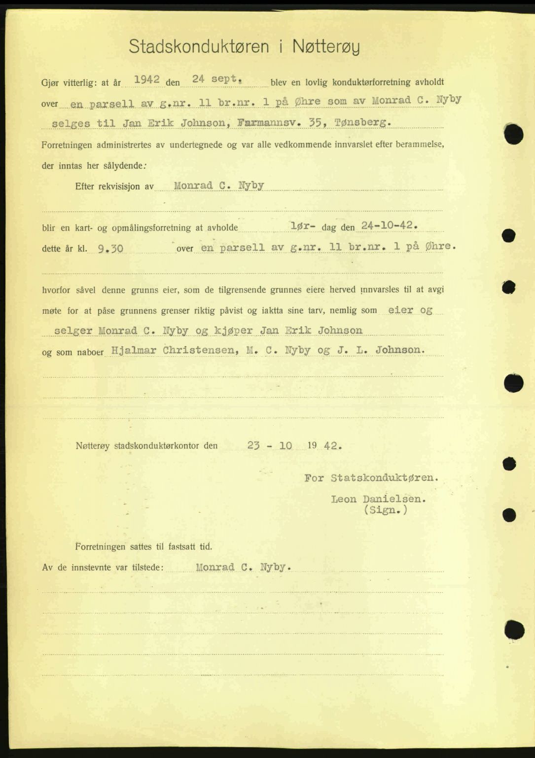 Tønsberg sorenskriveri, AV/SAKO-A-130/G/Ga/Gaa/L0013: Mortgage book no. A13, 1943-1943, Diary no: : 1158/1943