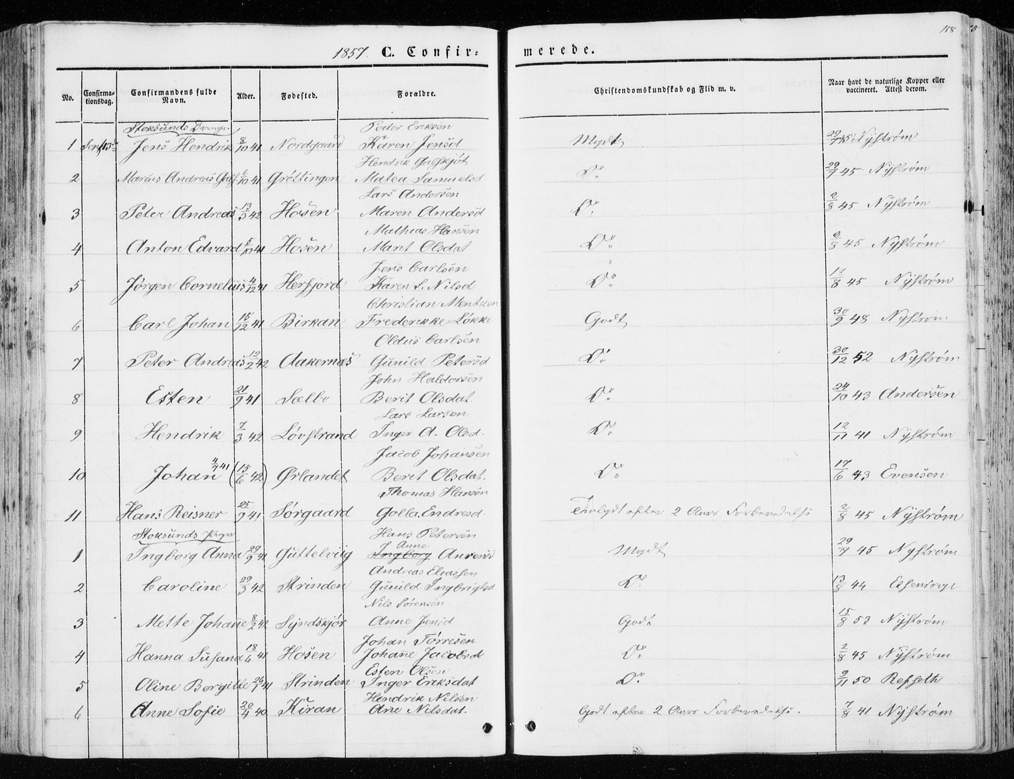 Ministerialprotokoller, klokkerbøker og fødselsregistre - Sør-Trøndelag, SAT/A-1456/657/L0704: Parish register (official) no. 657A05, 1846-1857, p. 158