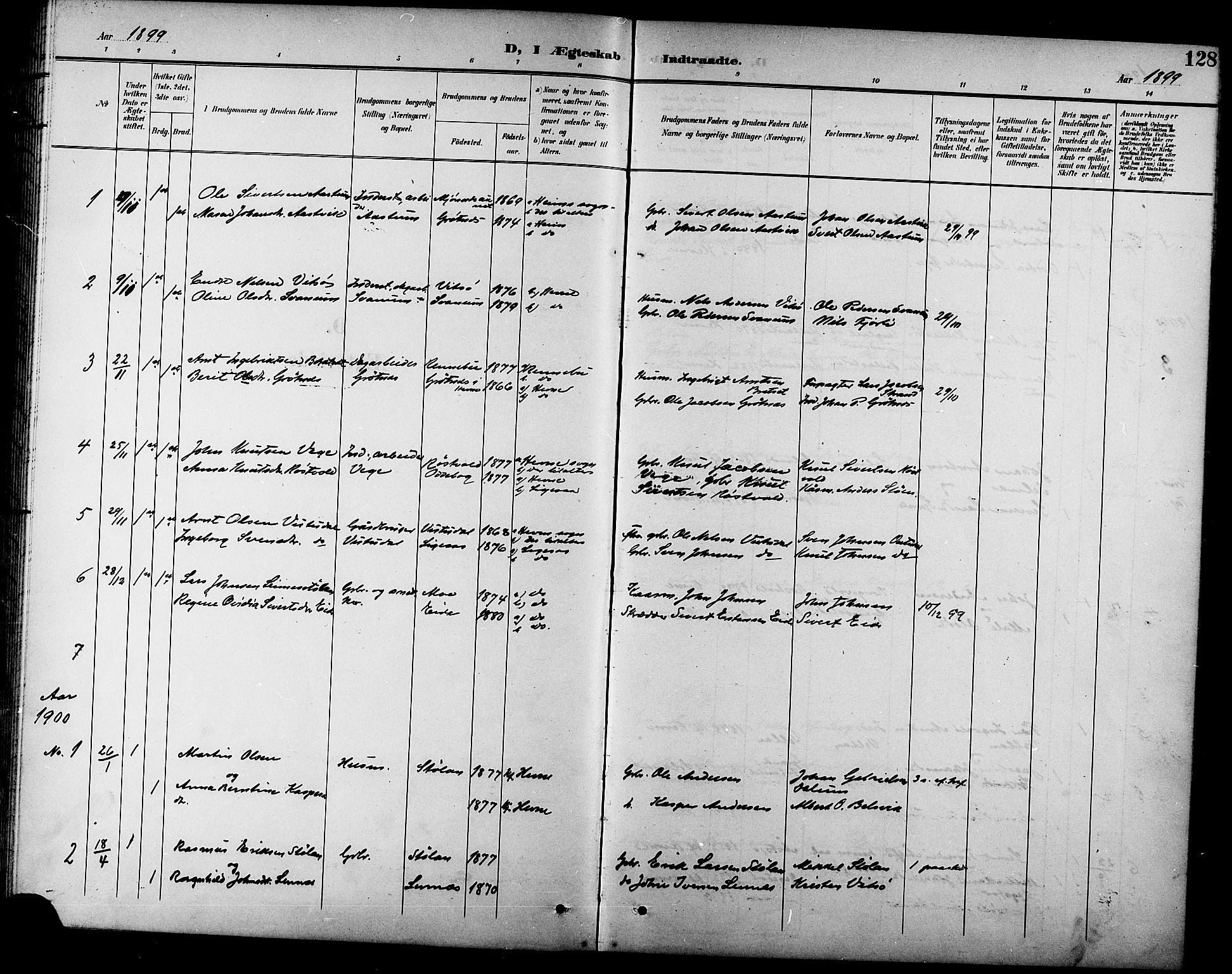 Ministerialprotokoller, klokkerbøker og fødselsregistre - Sør-Trøndelag, SAT/A-1456/630/L0505: Parish register (copy) no. 630C03, 1899-1914, p. 128