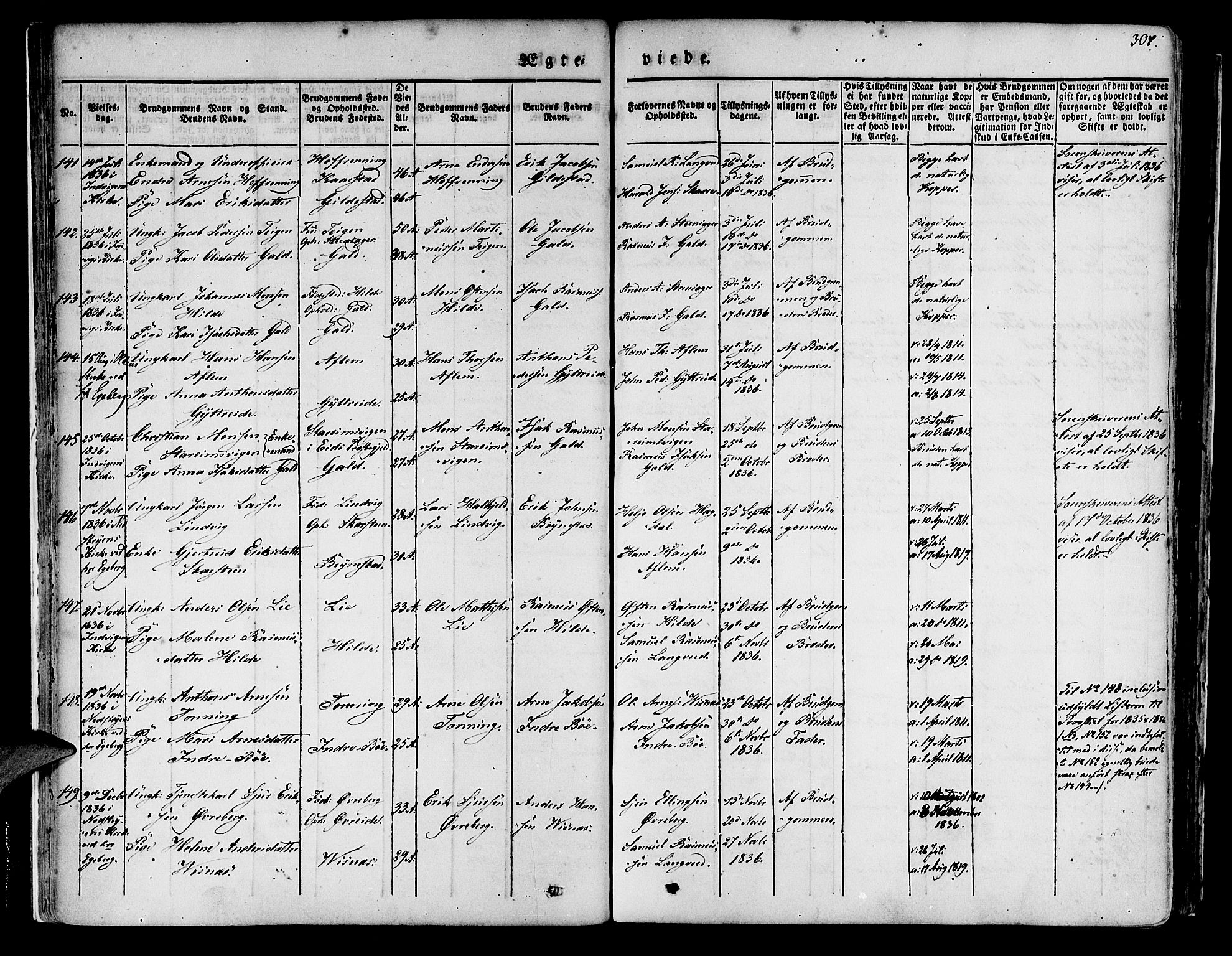 Innvik sokneprestembete, SAB/A-80501: Parish register (official) no. A 4II, 1832-1846, p. 307