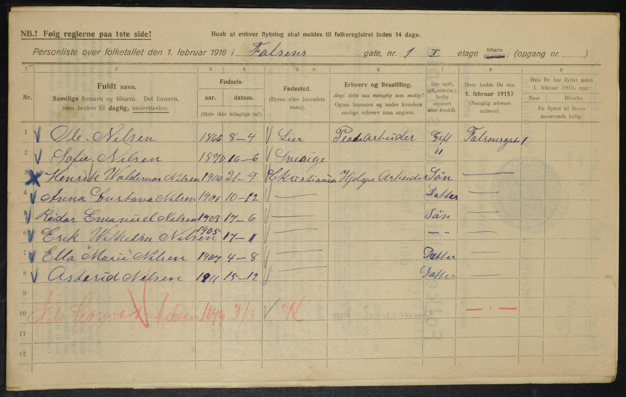 OBA, Municipal Census 1916 for Kristiania, 1916, p. 23652