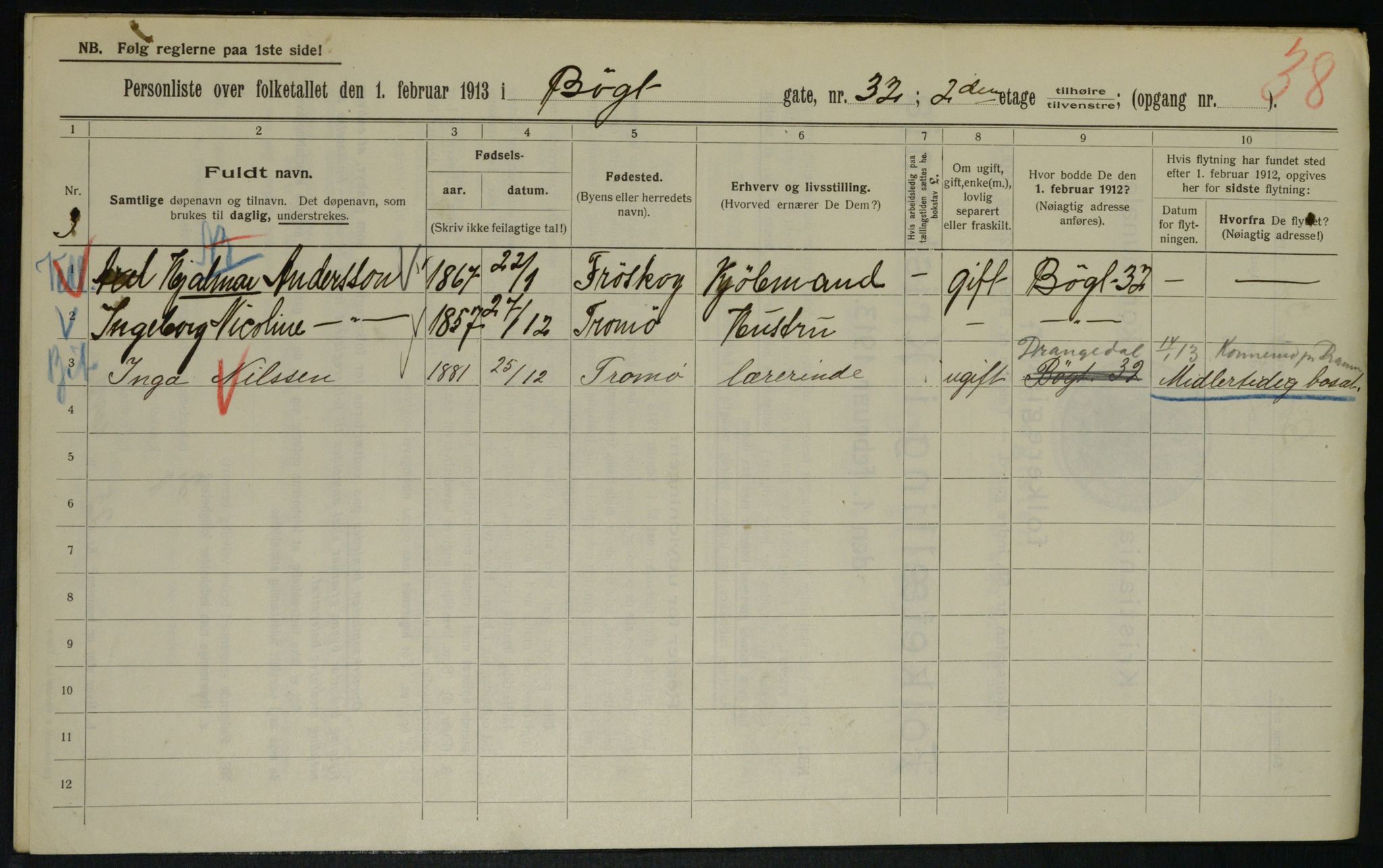 OBA, Municipal Census 1913 for Kristiania, 1913, p. 11384