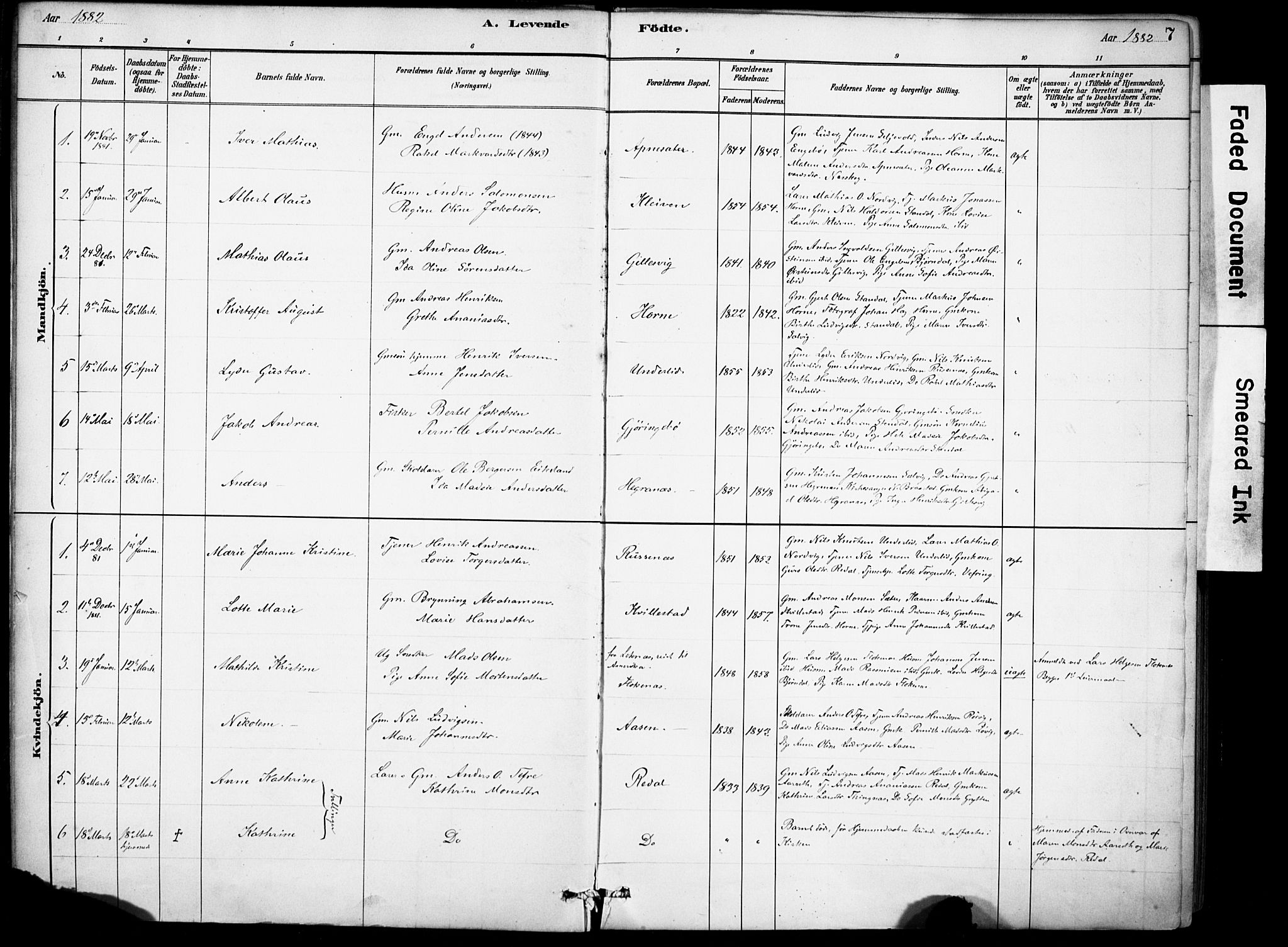 Førde sokneprestembete, SAB/A-79901/H/Haa/Haae/L0001: Parish register (official) no. E 1, 1881-1911, p. 7