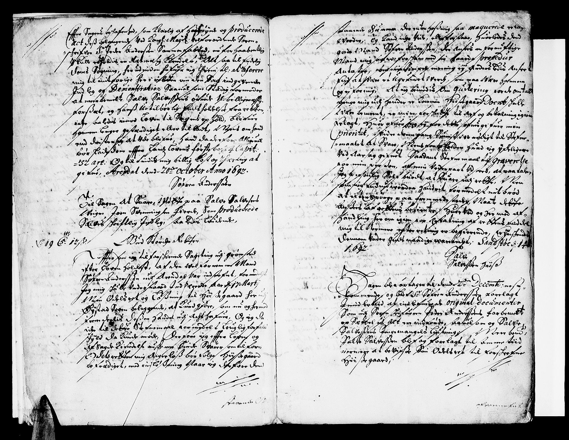 Nedenes sorenskriveri før 1824, SAK/1221-0007/F/Fa/L0007: Tingbok med register nr 4, 1692-1696, p. 3b-4a