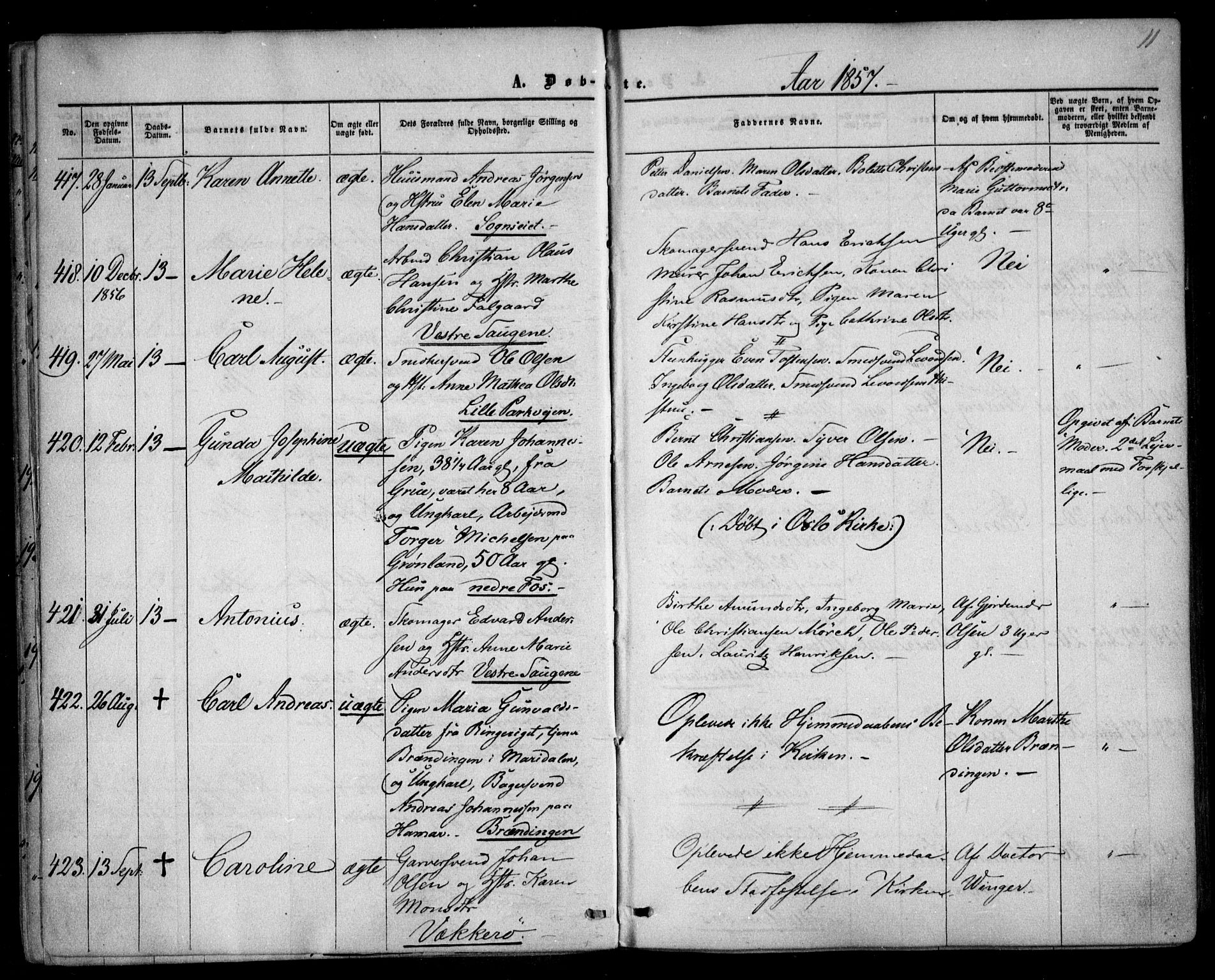 Vestre Aker prestekontor Kirkebøker, SAO/A-10025/F/Fa/L0003: Parish register (official) no. 3, 1857-1868, p. 11