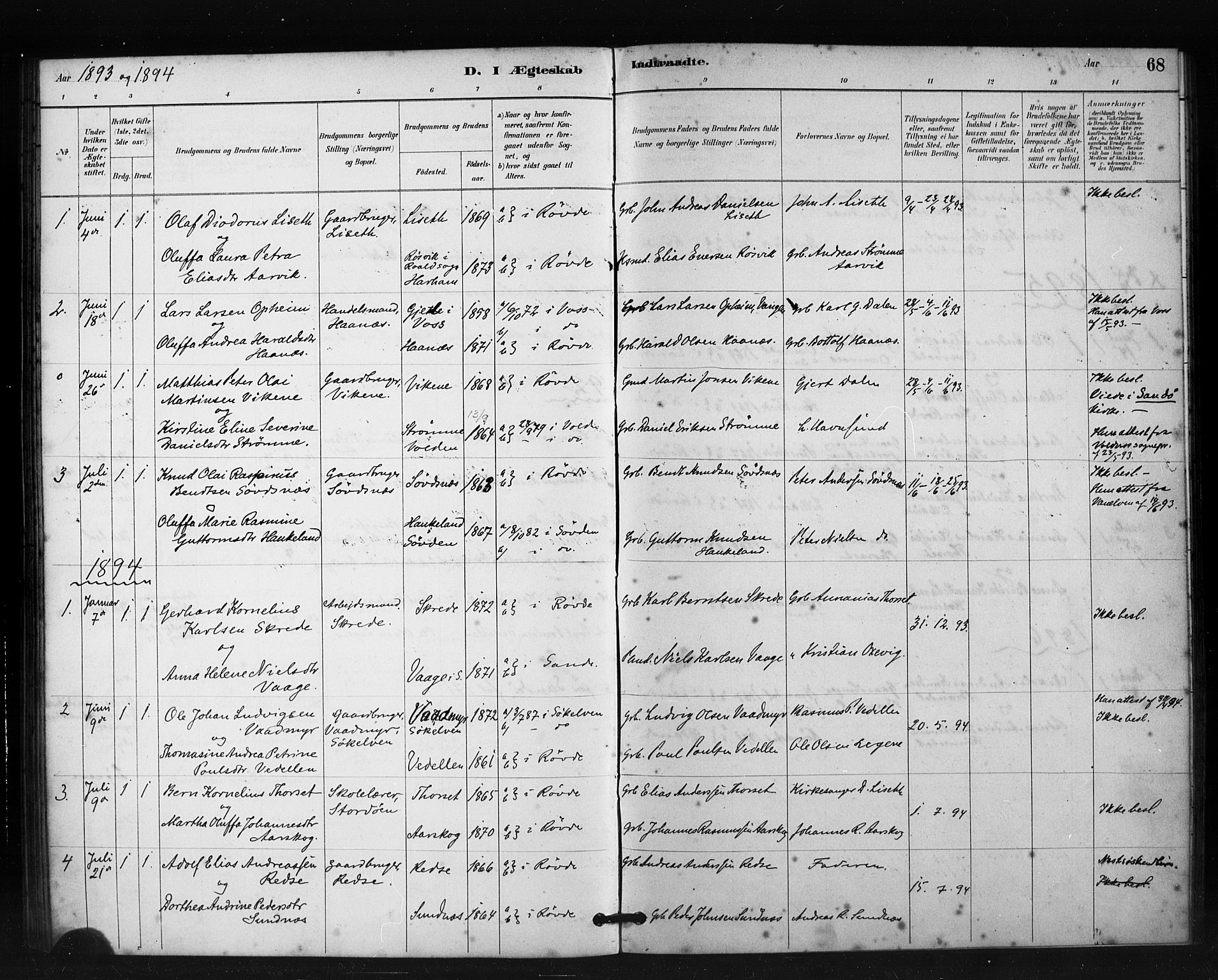 Ministerialprotokoller, klokkerbøker og fødselsregistre - Møre og Romsdal, AV/SAT-A-1454/504/L0056: Parish register (official) no. 504A03, 1884-1904, p. 68