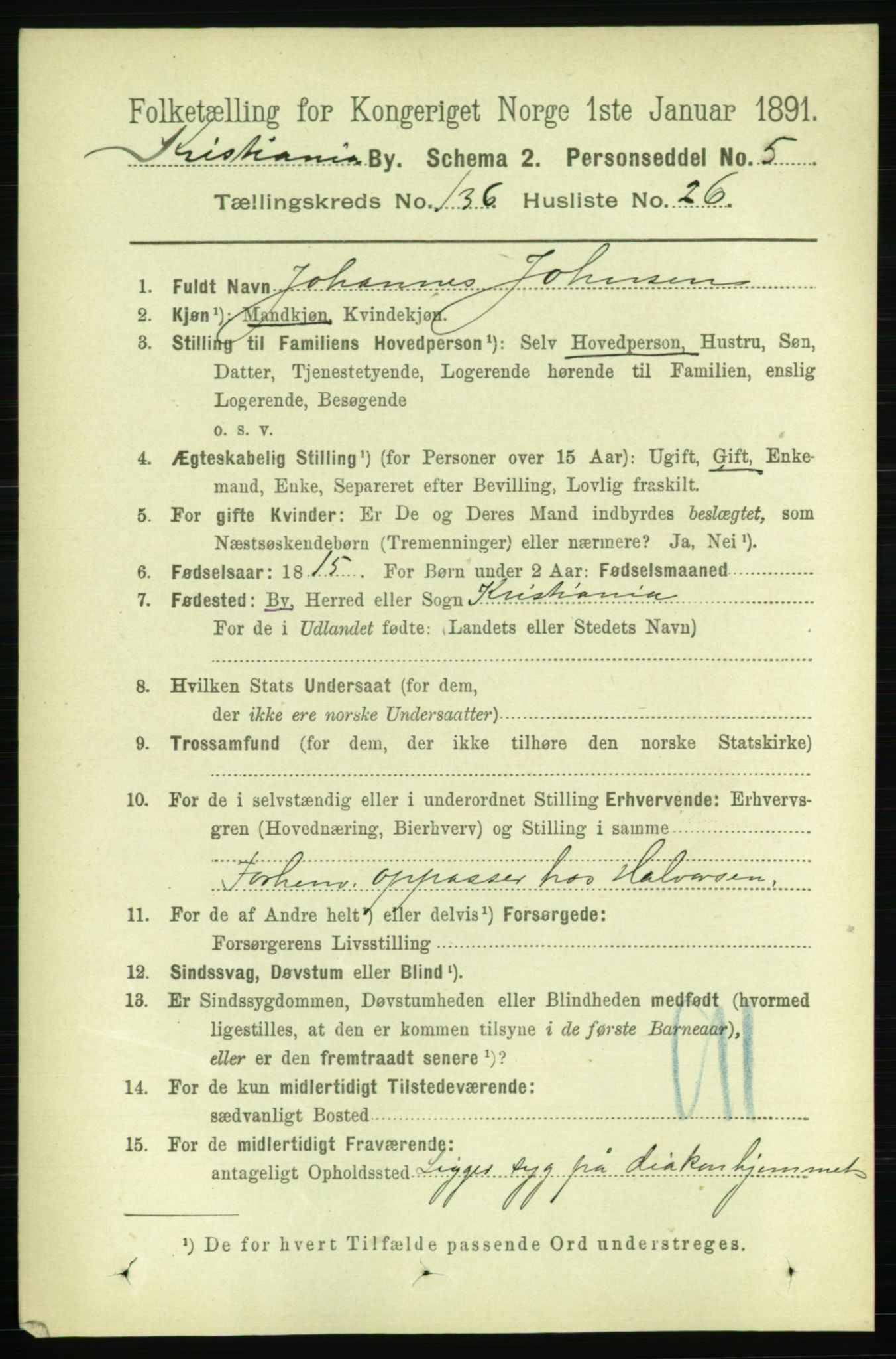 RA, 1891 census for 0301 Kristiania, 1891, p. 76007