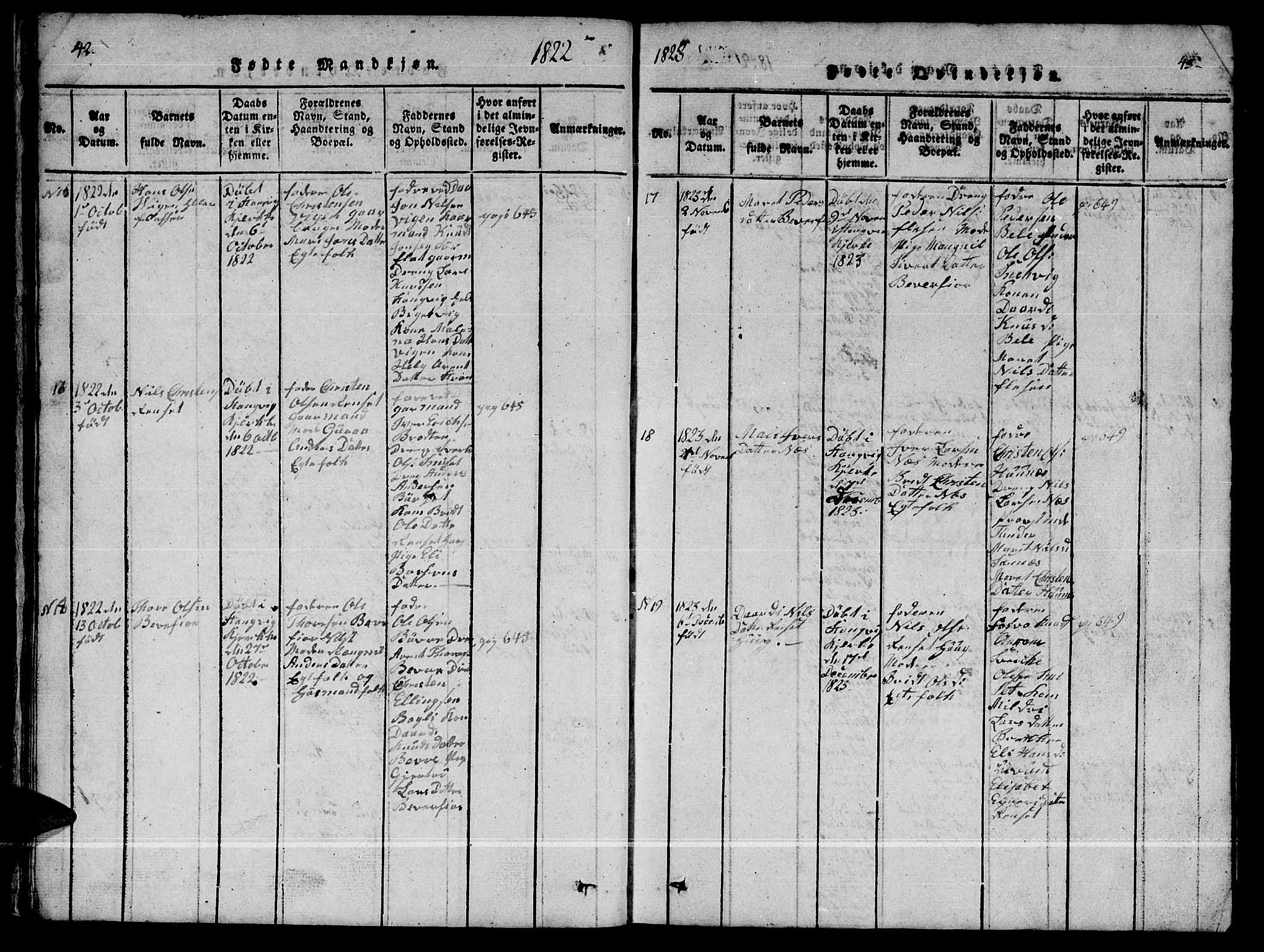 Ministerialprotokoller, klokkerbøker og fødselsregistre - Møre og Romsdal, AV/SAT-A-1454/592/L1031: Parish register (copy) no. 592C01, 1820-1833, p. 42-43