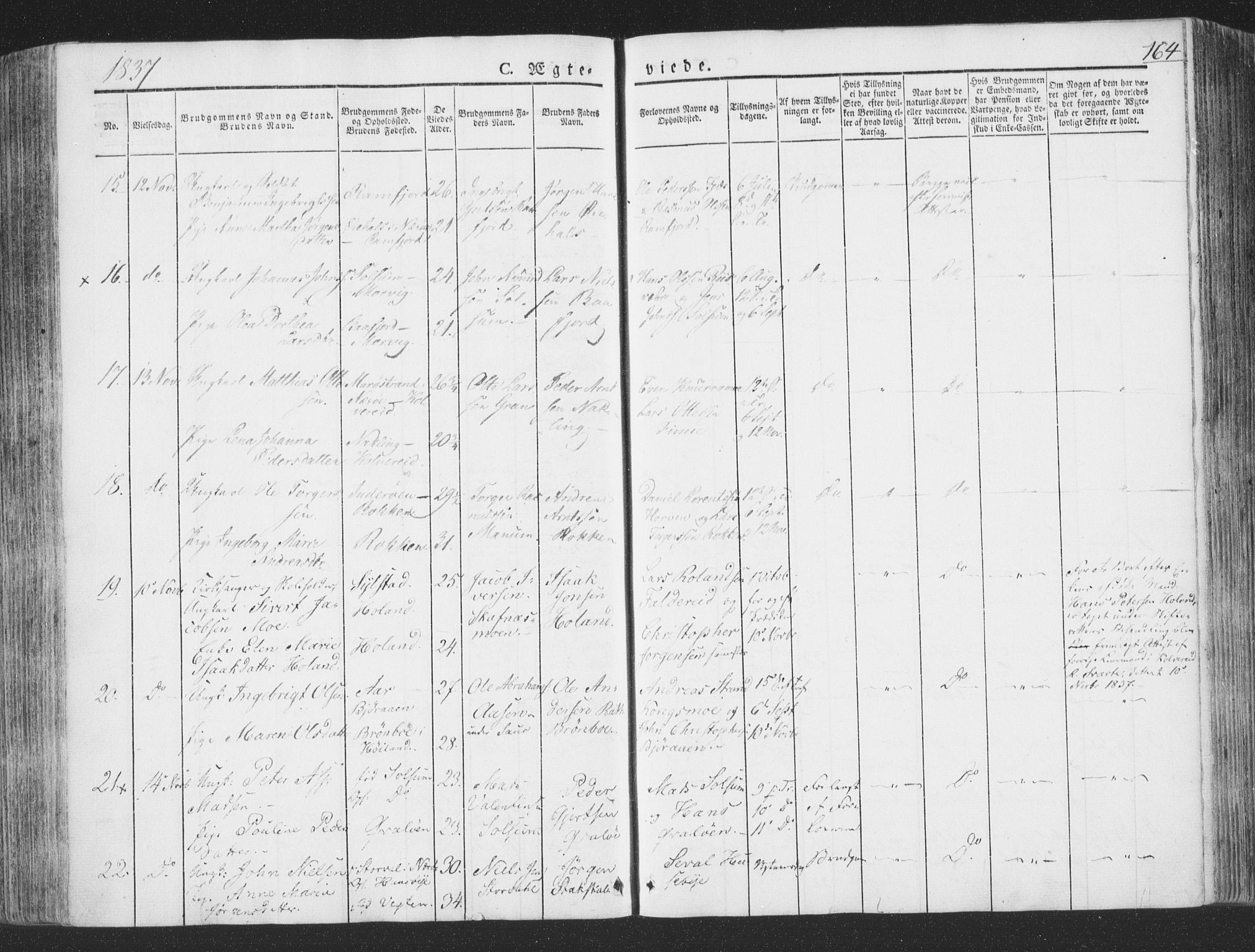 Ministerialprotokoller, klokkerbøker og fødselsregistre - Nord-Trøndelag, AV/SAT-A-1458/780/L0639: Parish register (official) no. 780A04, 1830-1844, p. 164