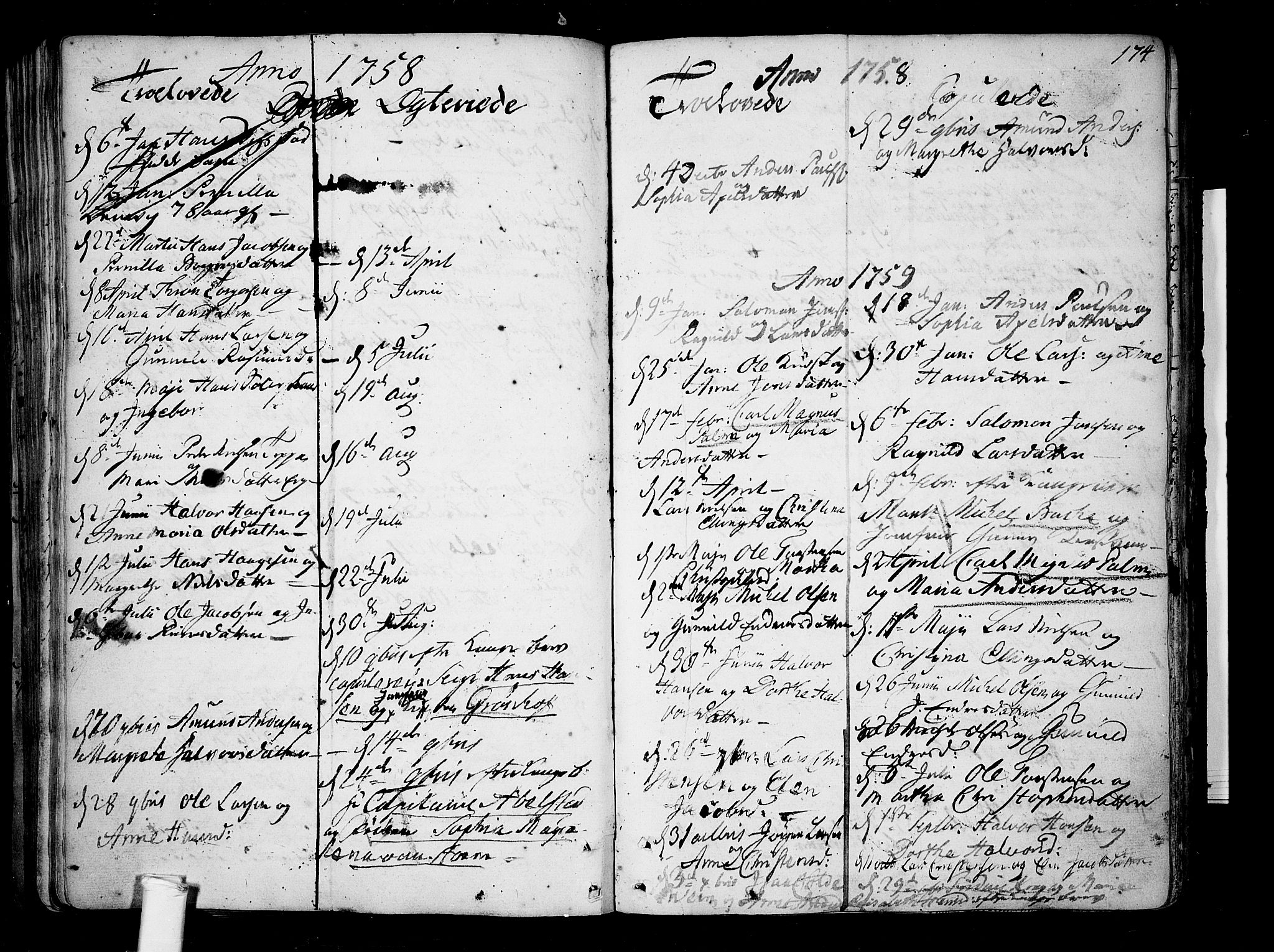 Borre kirkebøker, AV/SAKO-A-338/F/Fa/L0002: Parish register (official) no. I 2, 1752-1806, p. 174