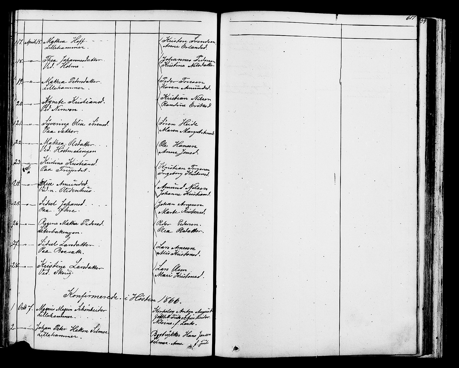 Fåberg prestekontor, AV/SAH-PREST-086/H/Ha/Hab/L0007: Parish register (copy) no. 7, 1856-1891, p. 616-617