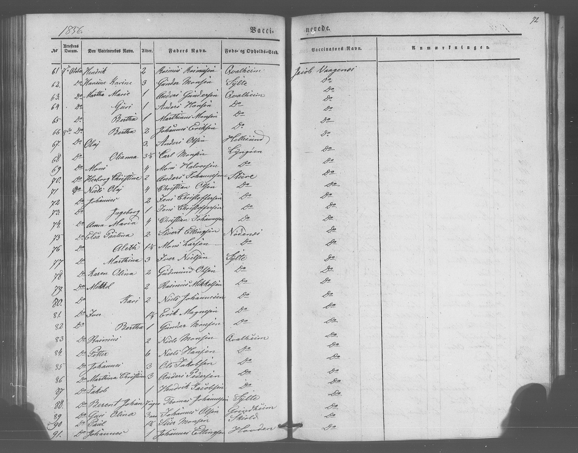 Manger sokneprestembete, AV/SAB-A-76801/H/Haa: Parish register (official) no. A 10, 1844-1859, p. 72