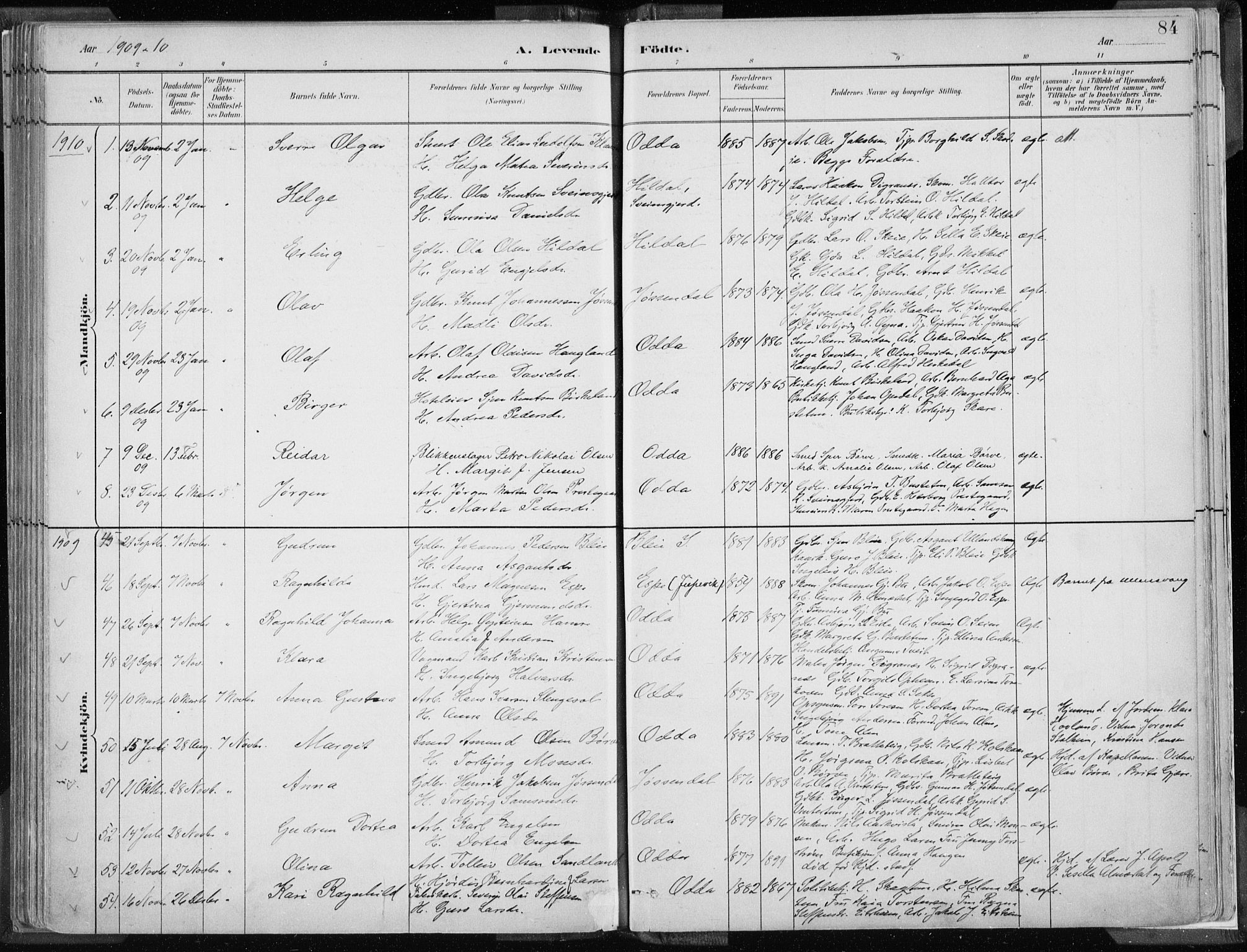 Odda Sokneprestembete, SAB/A-77201/H/Haa: Parish register (official) no. A  3, 1882-1913, p. 84