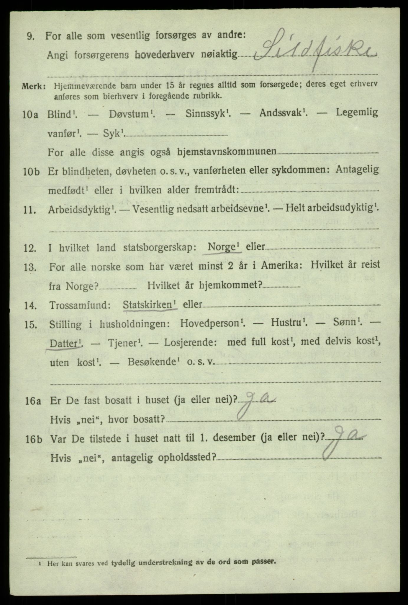 SAB, 1920 census for Sund, 1920, p. 3896