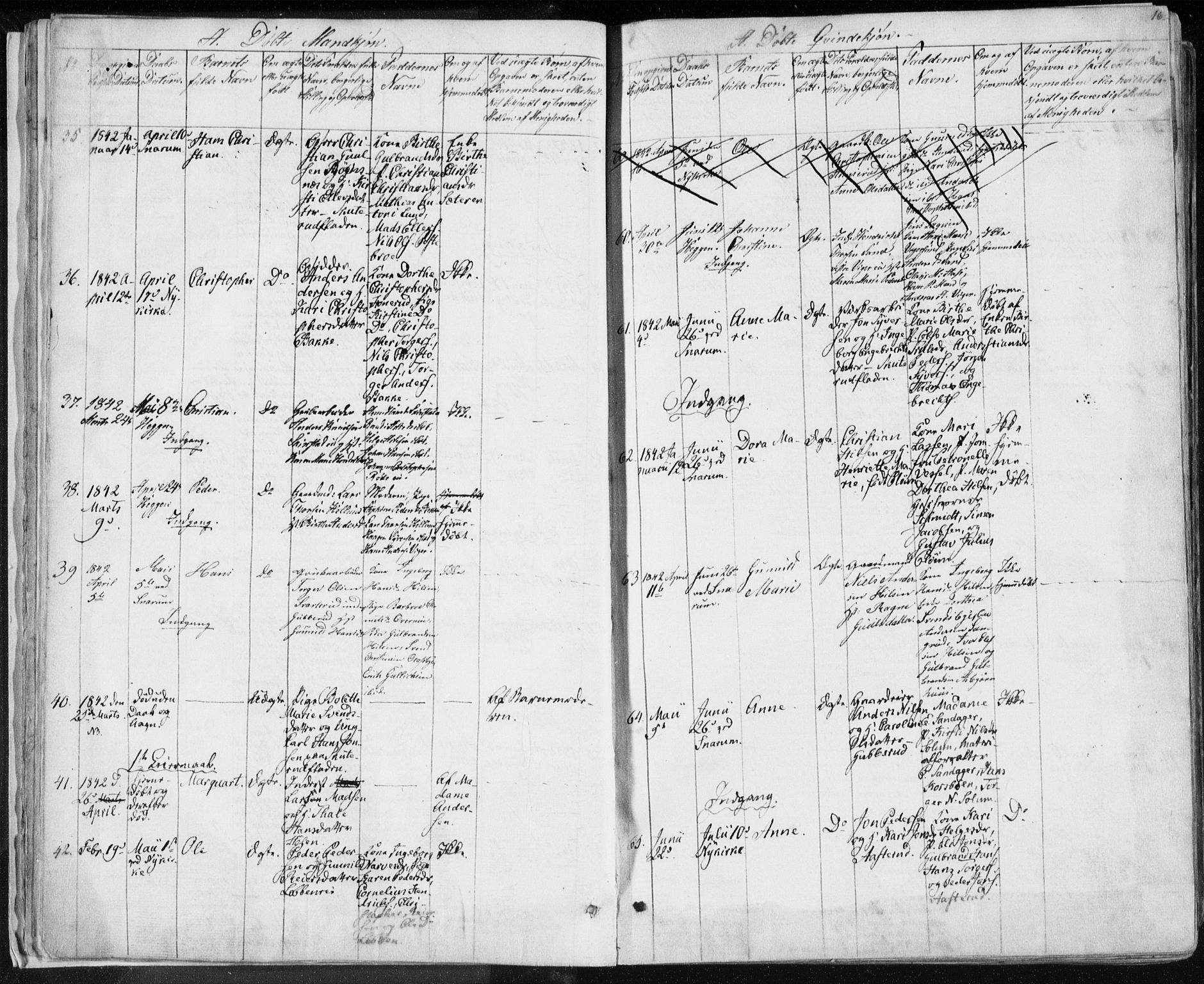 Modum kirkebøker, AV/SAKO-A-234/F/Fa/L0007: Parish register (official) no. 7, 1841-1850, p. 16