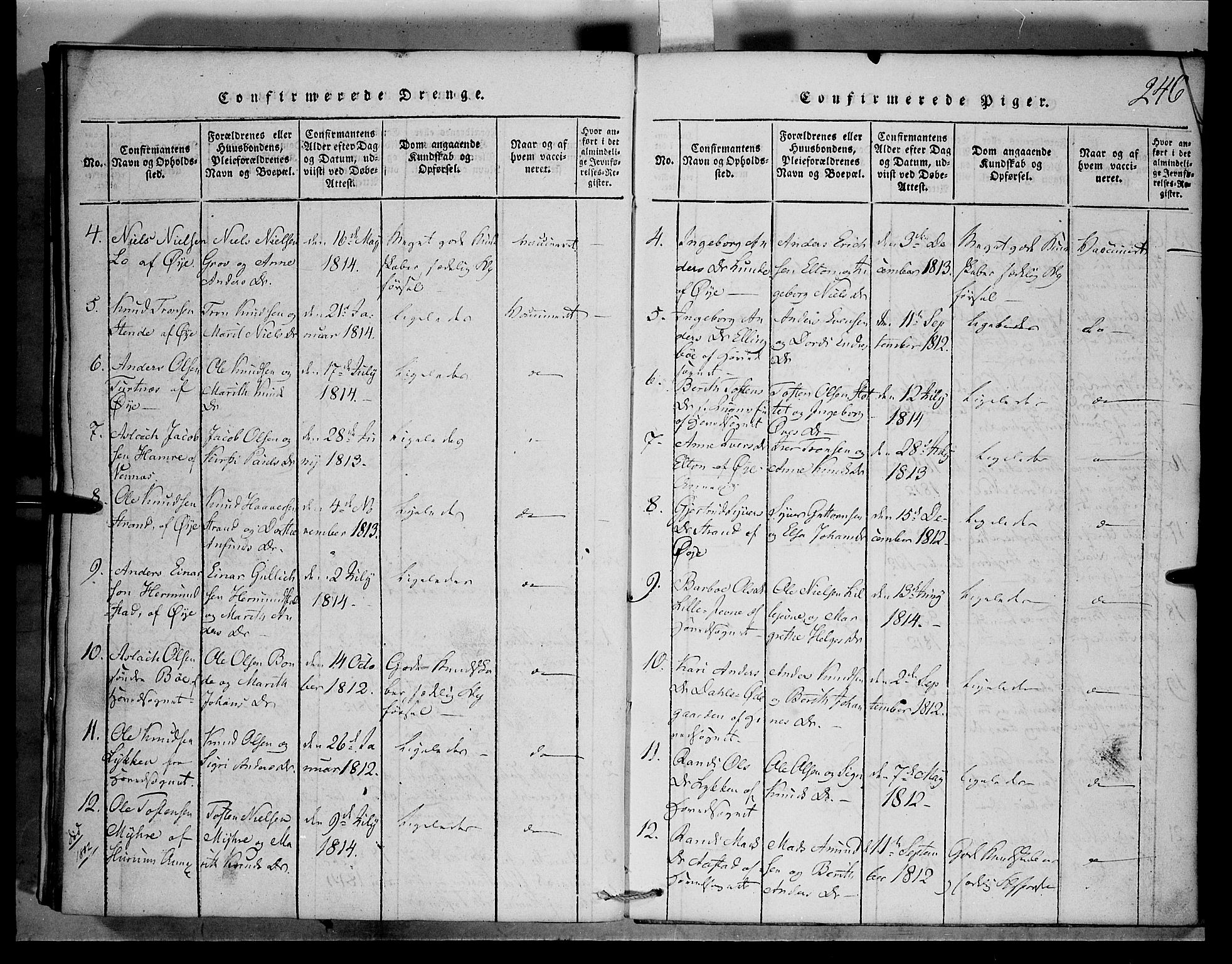 Vang prestekontor, Valdres, SAH/PREST-140/H/Hb/L0001: Parish register (copy) no. 1, 1814-1820, p. 246