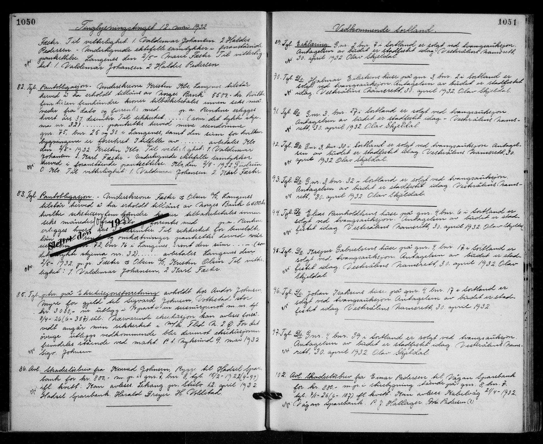 Vesterålen sorenskriveri, SAT/A-4180/1/2/2Ca/L0048: Mortgage book no. 41, 1928-1932, Deed date: 12.05.1932