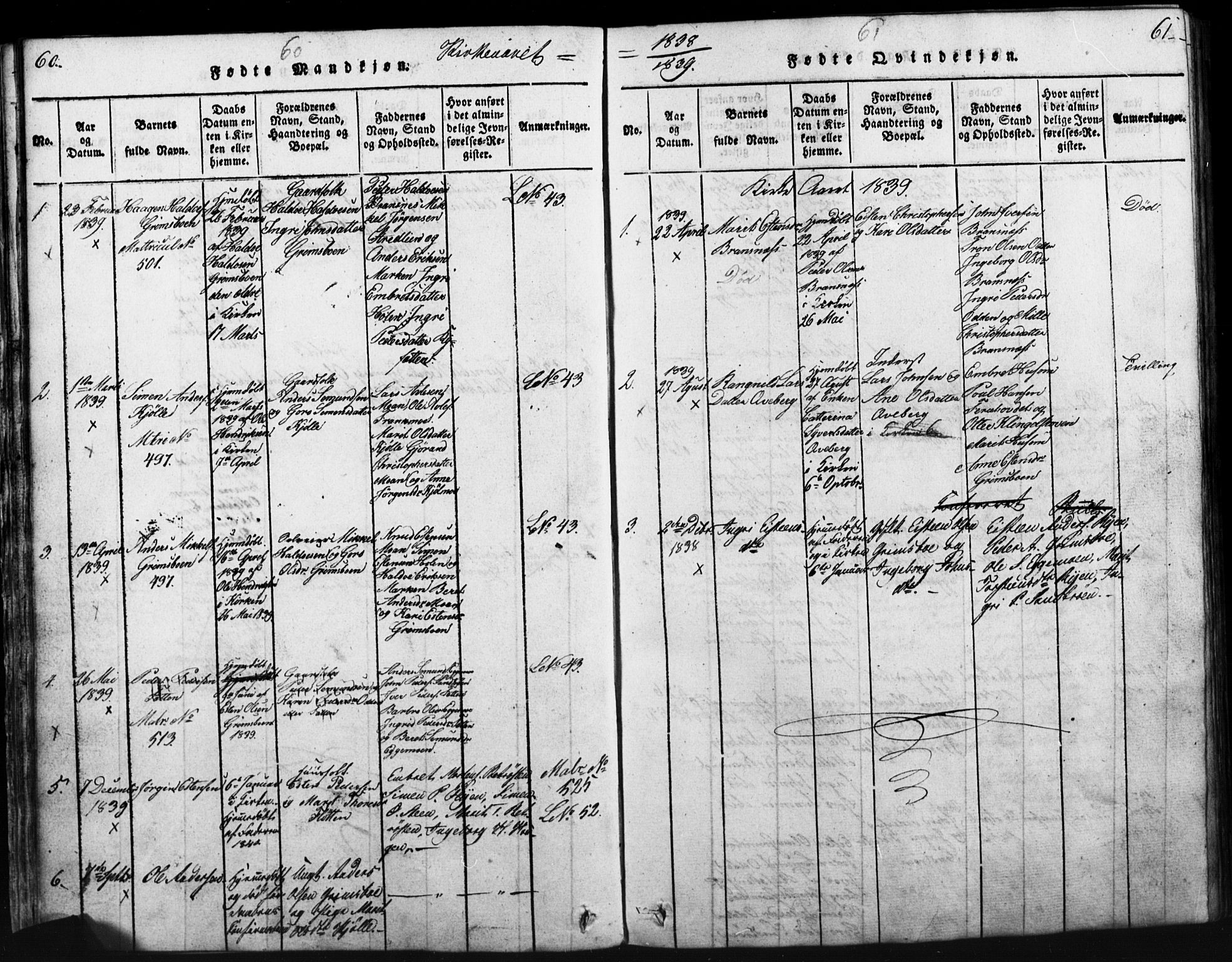 Tynset prestekontor, SAH/PREST-058/H/Ha/Hab/L0003: Parish register (copy) no. 3, 1814-1862, p. 60-61