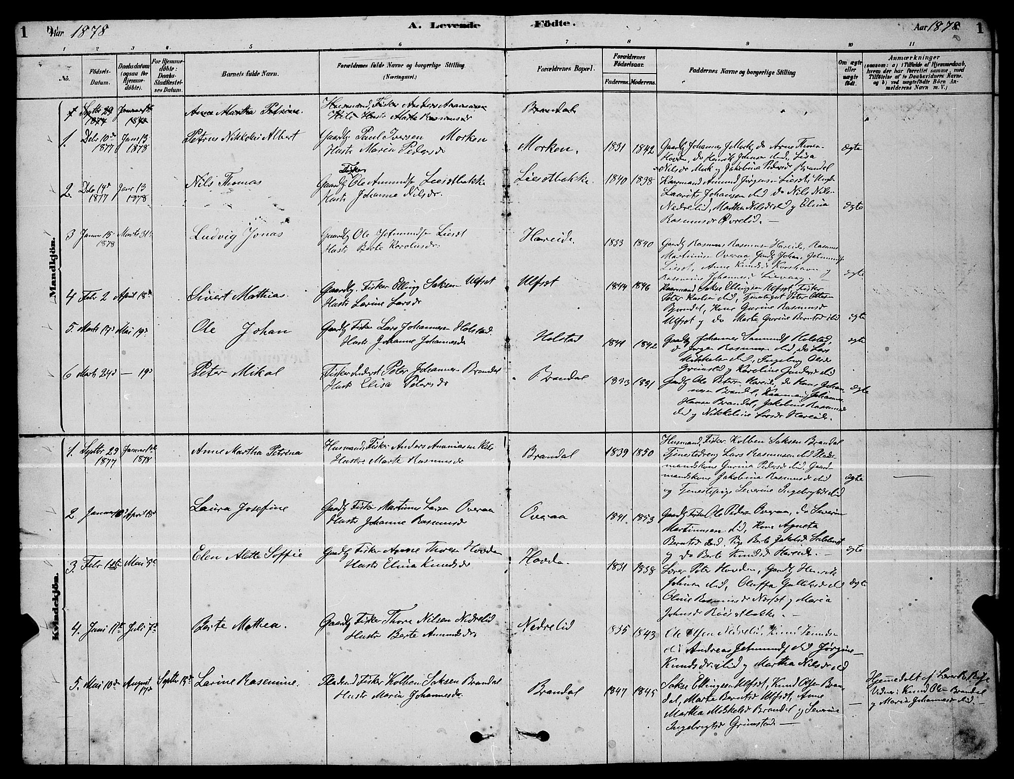 Ministerialprotokoller, klokkerbøker og fødselsregistre - Møre og Romsdal, SAT/A-1454/510/L0125: Parish register (copy) no. 510C02, 1878-1900, p. 1