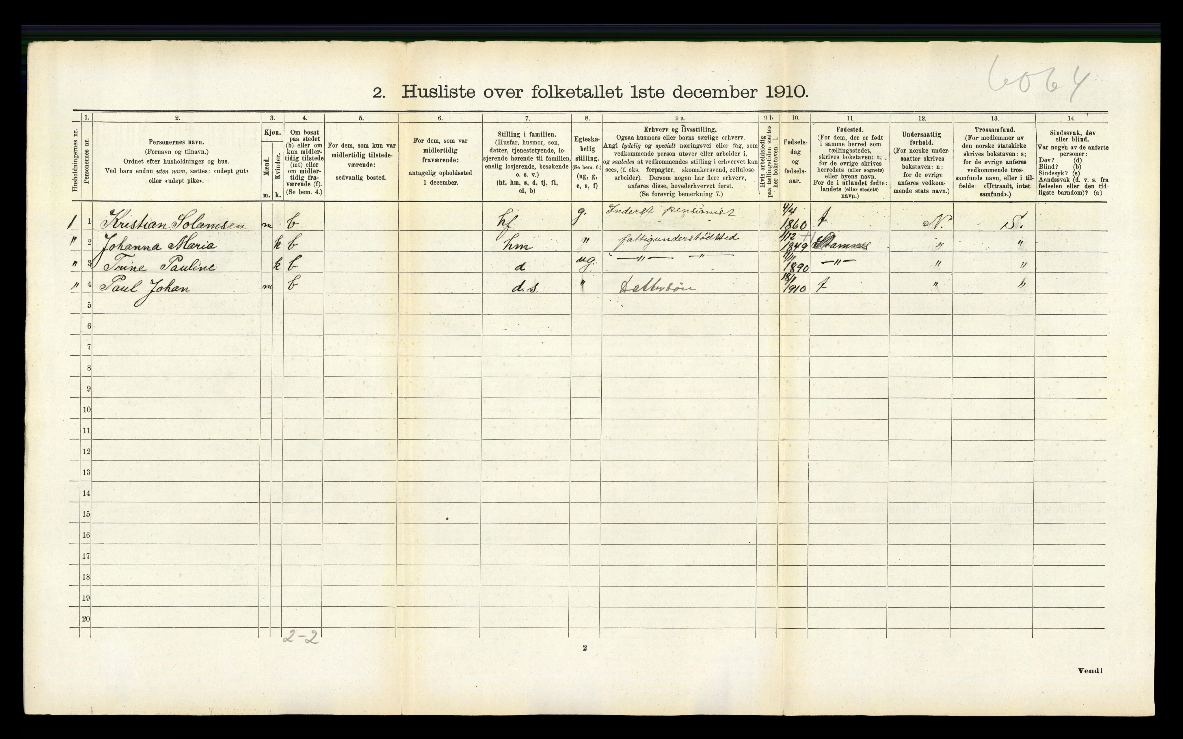 RA, 1910 census for Vefsn, 1910, p. 219