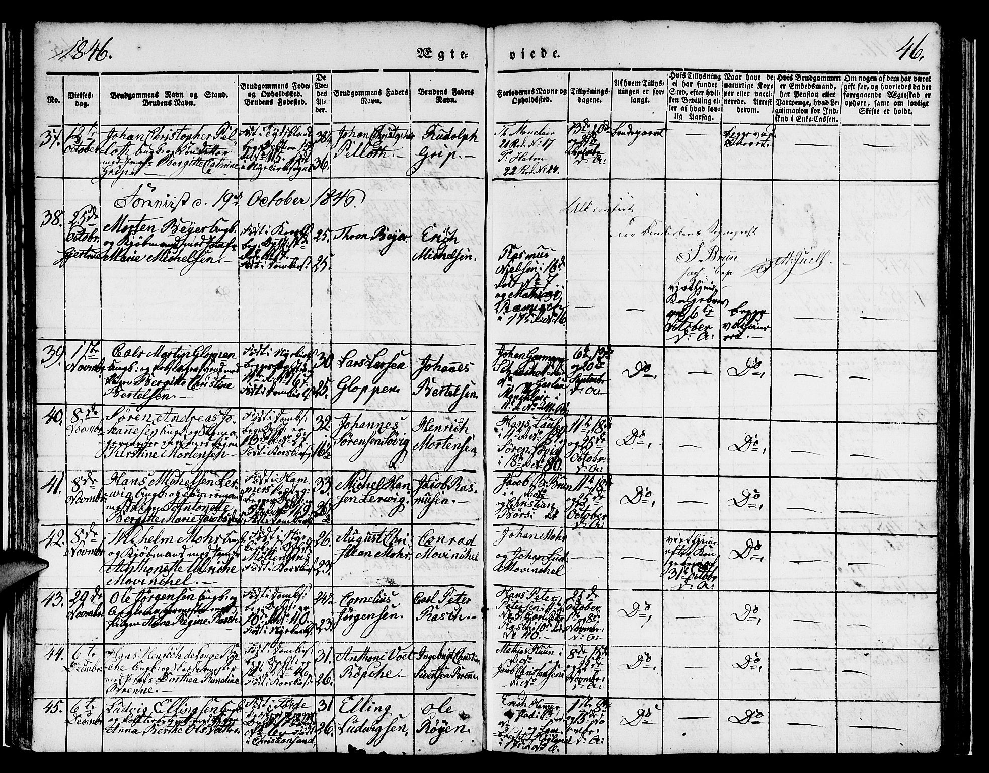 Domkirken sokneprestembete, AV/SAB-A-74801/H/Hab/L0029: Parish register (copy) no. D 1, 1839-1857, p. 46