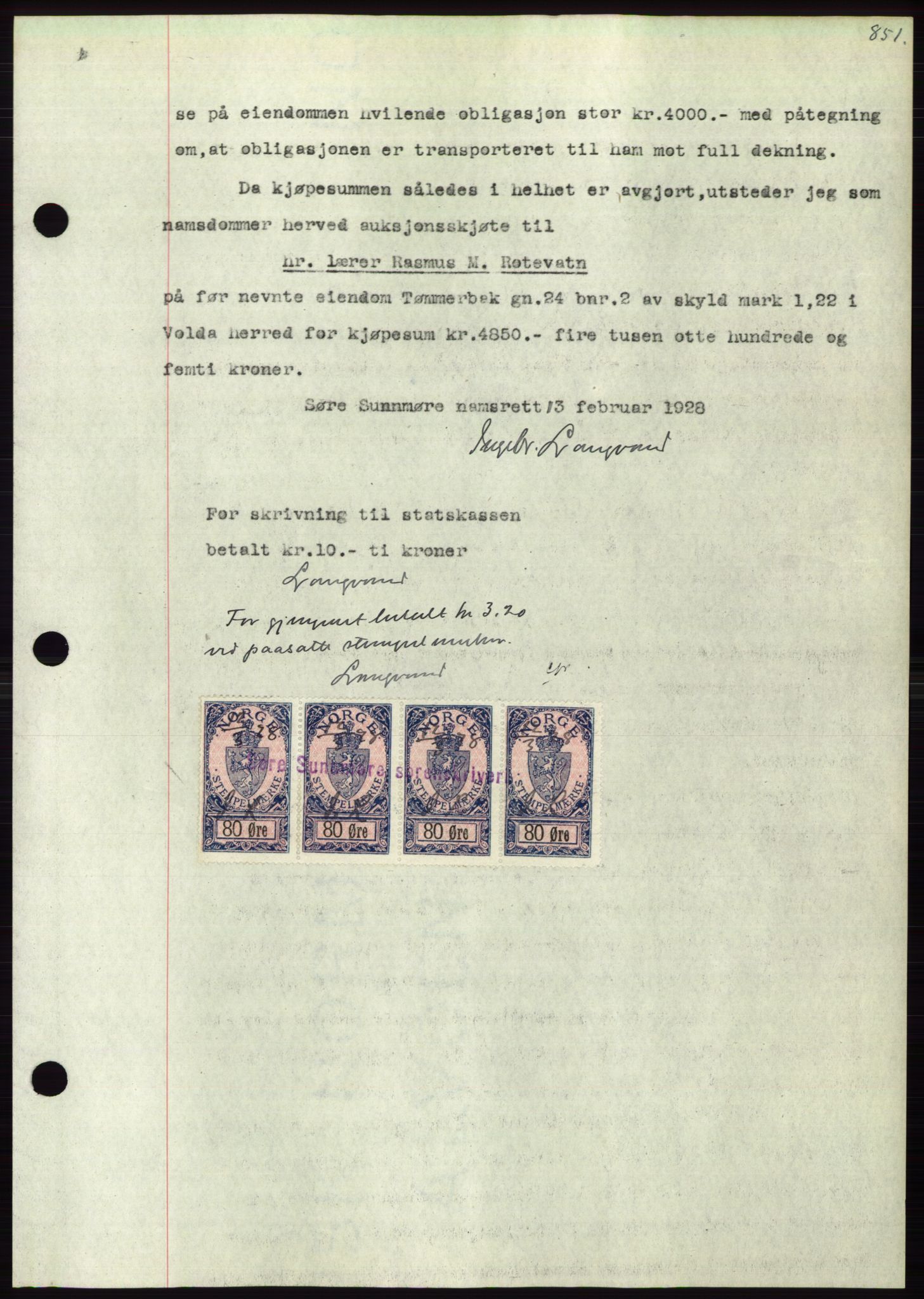 Søre Sunnmøre sorenskriveri, AV/SAT-A-4122/1/2/2C/L0047: Mortgage book no. 41, 1927-1928, Deed date: 24.03.1928