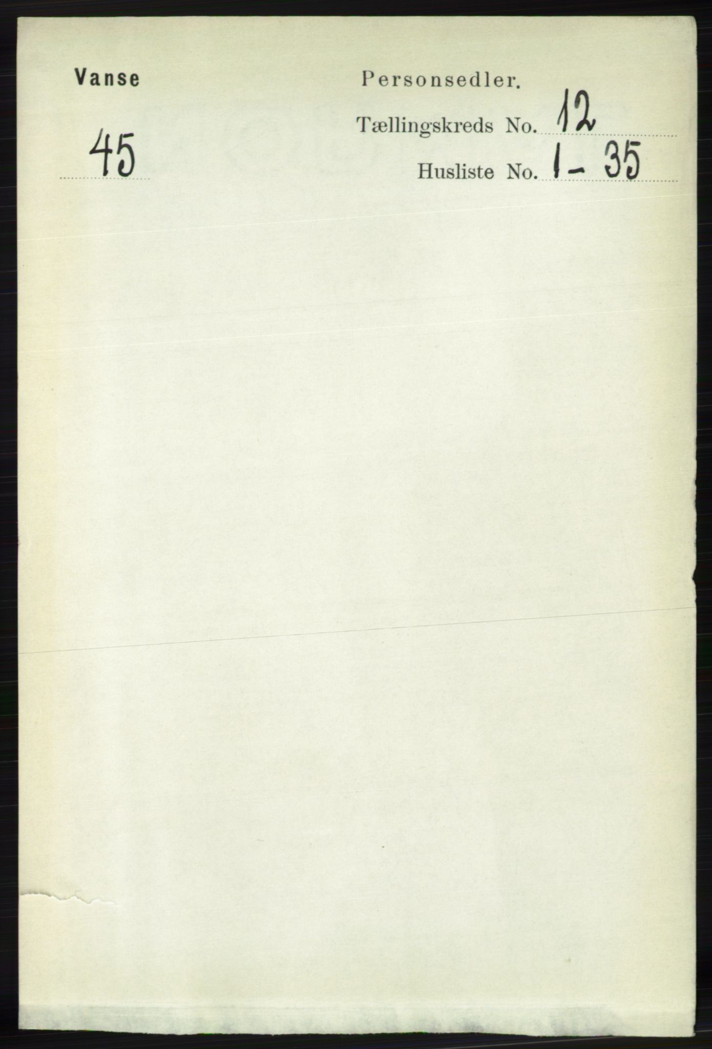 RA, 1891 census for 1041 Vanse, 1891, p. 6805