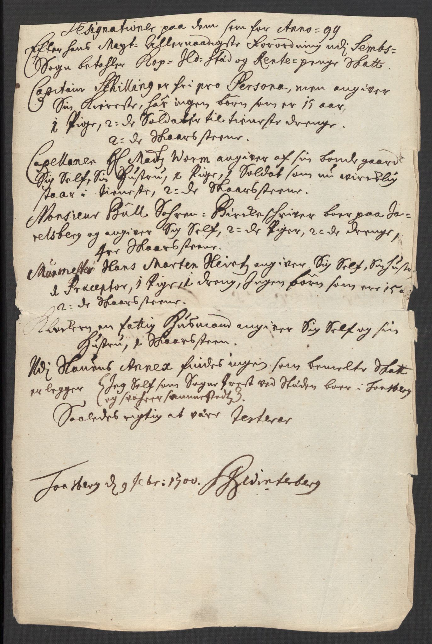 Rentekammeret inntil 1814, Reviderte regnskaper, Fogderegnskap, AV/RA-EA-4092/R32/L1869: Fogderegnskap Jarlsberg grevskap, 1700-1701, p. 128