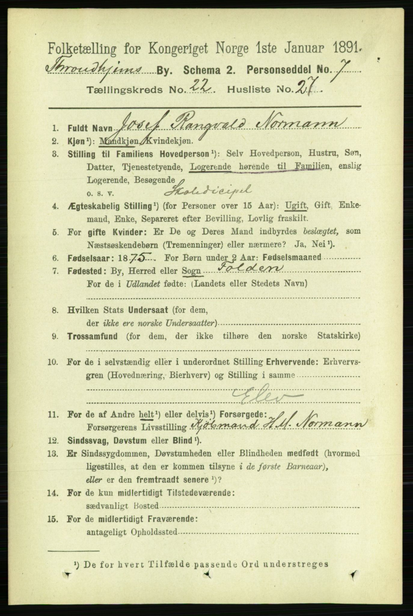 RA, 1891 census for 1601 Trondheim, 1891, p. 16840