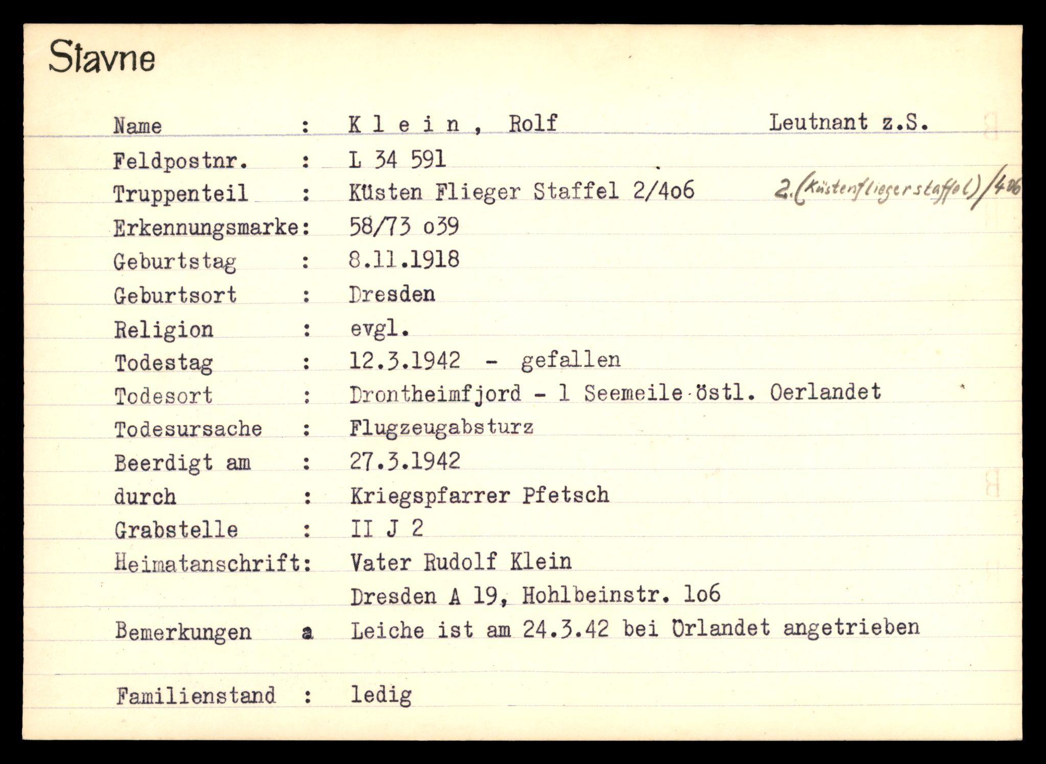 Distriktskontoret for krigsgraver, AV/SAT-A-5030/E/L0003: Kasett/kartotek over tysk Krigskirkegård Stavne, 1945, p. 677