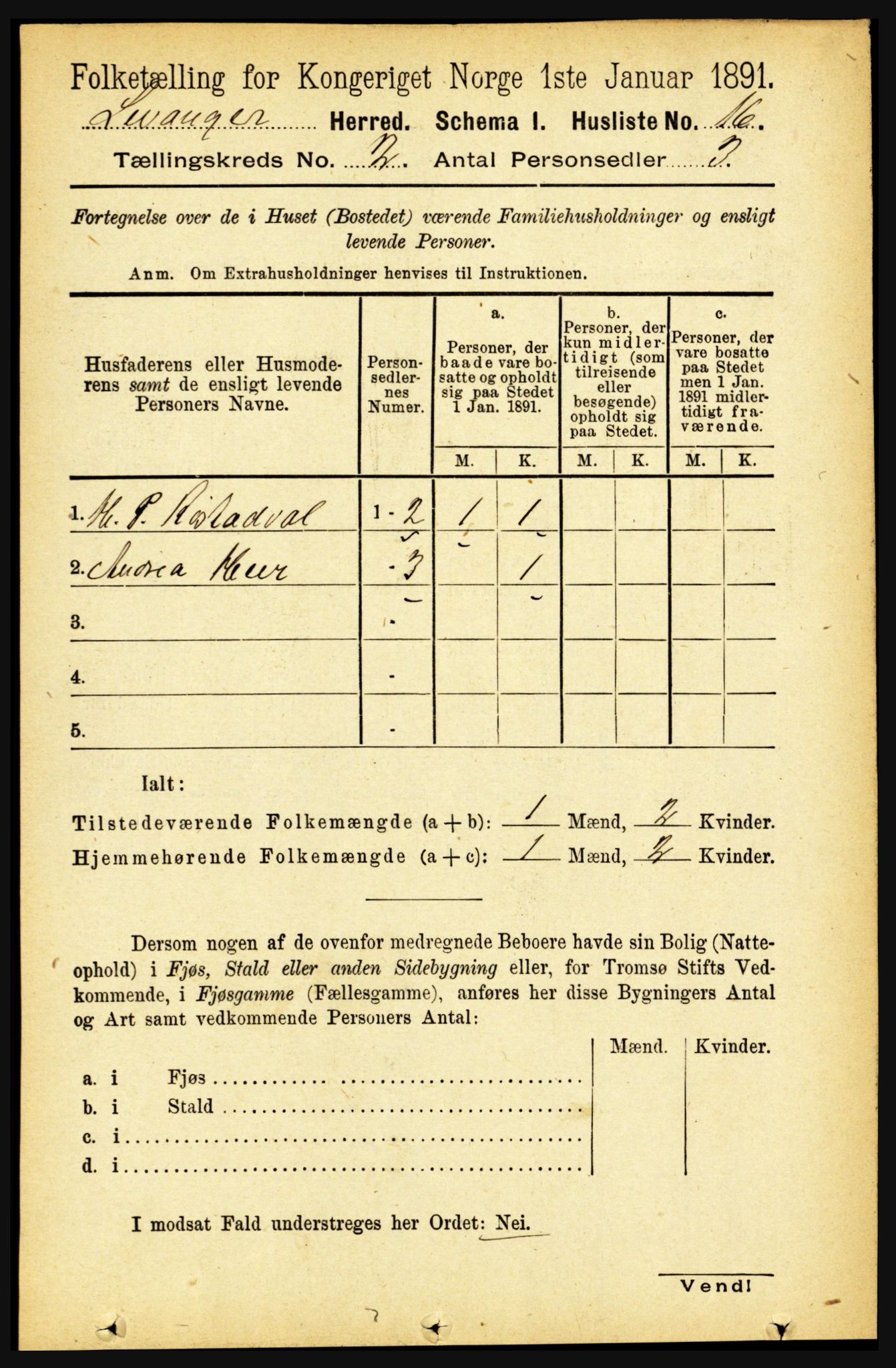 RA, 1891 census for 1720 Levanger, 1891, p. 757