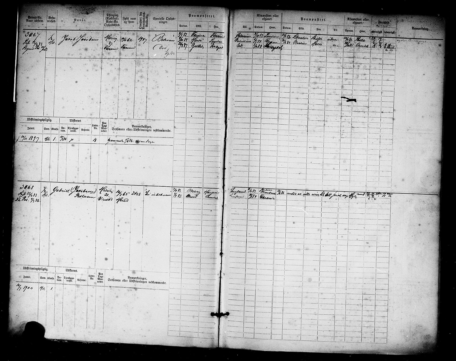 Farsund mønstringskrets, SAK/2031-0017/F/Fb/L0019: Hovedrulle nr 3067-3832, Z-11, 1882-1922, p. 3