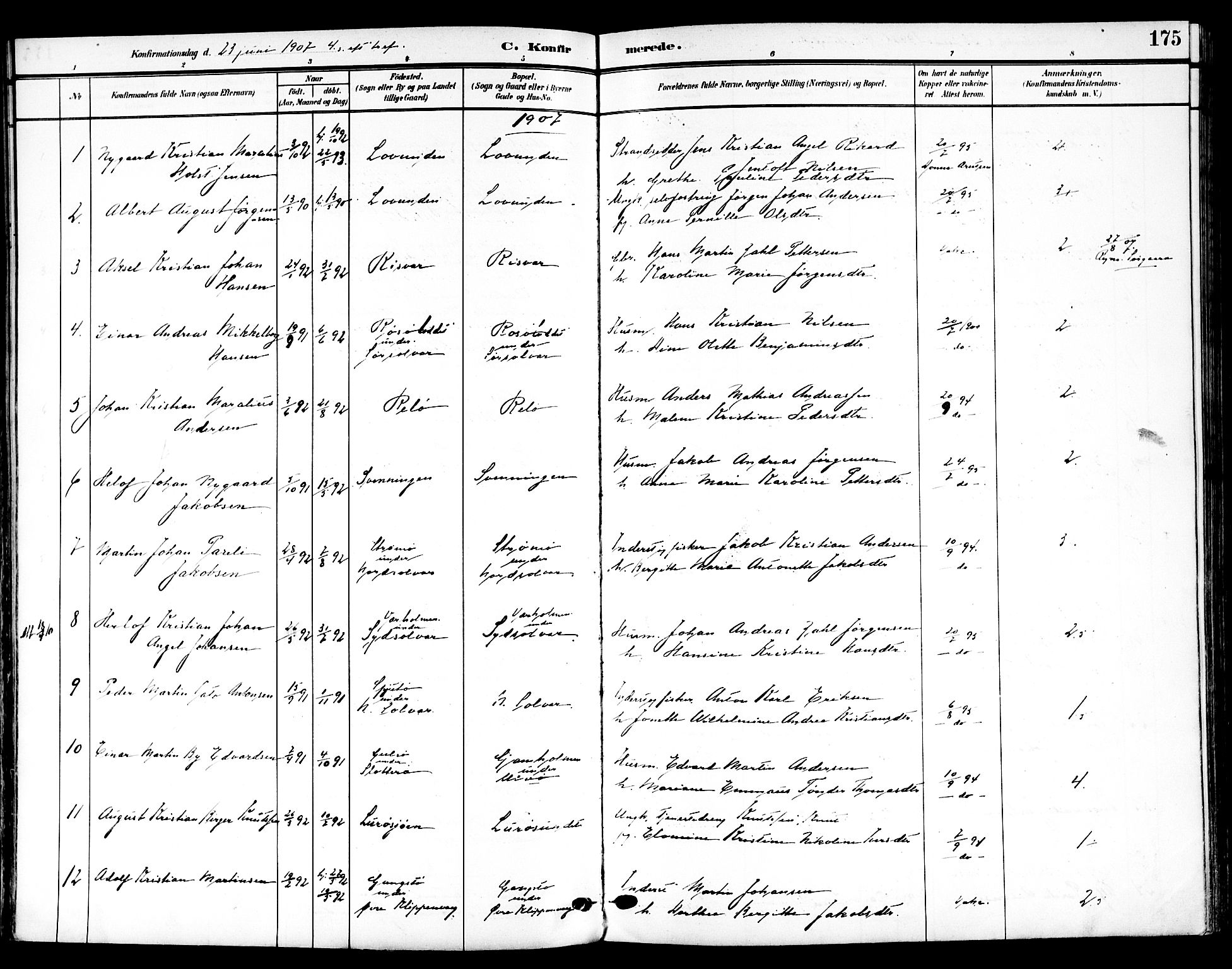 Ministerialprotokoller, klokkerbøker og fødselsregistre - Nordland, SAT/A-1459/839/L0569: Parish register (official) no. 839A06, 1903-1922, p. 175